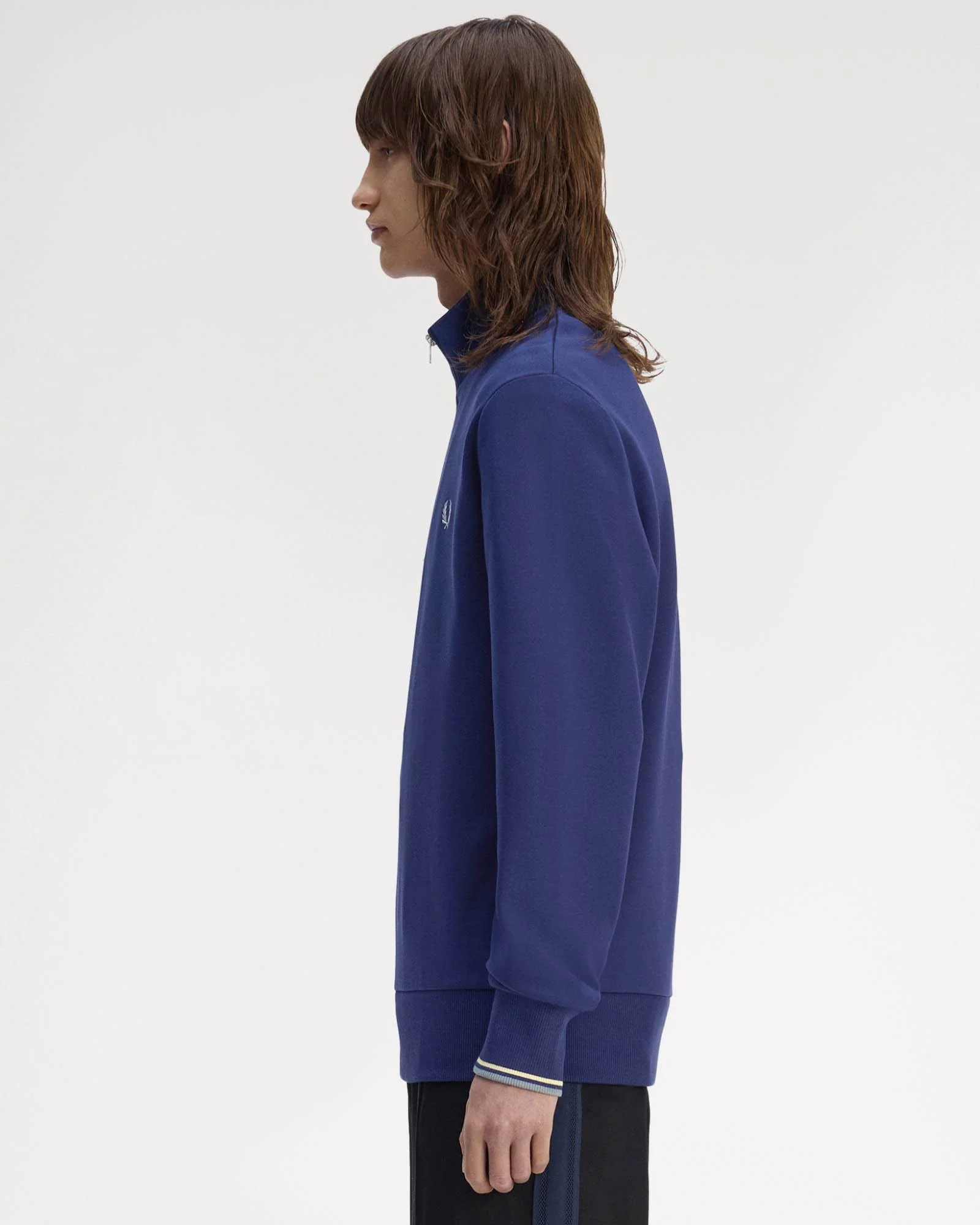 Fred Perry Mens Half Zip Sweatshirt - French Navy/Champion's Gold/Stockport Blue 48A - Image 6