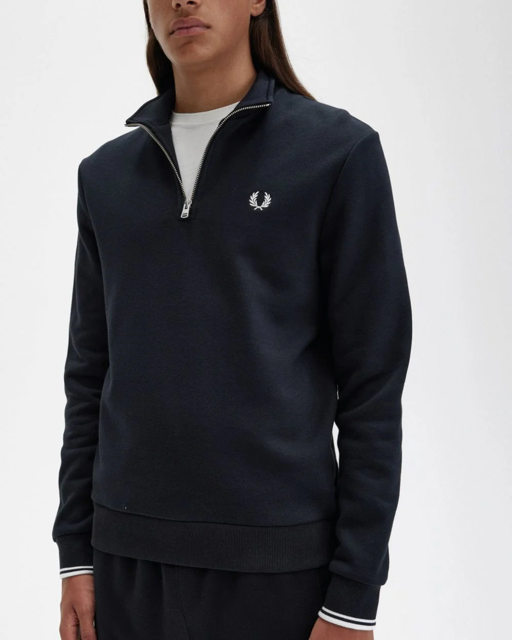 Fred Perry Mens Half Zip Sweatshirt NOS - Black 102 - Image 3