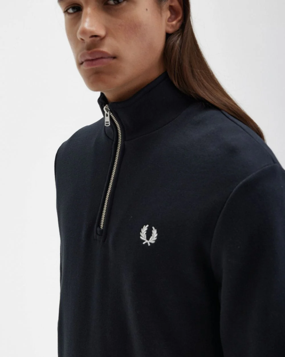 Fred Perry Mens Half Zip Sweatshirt NOS - Black 102 - Image 4