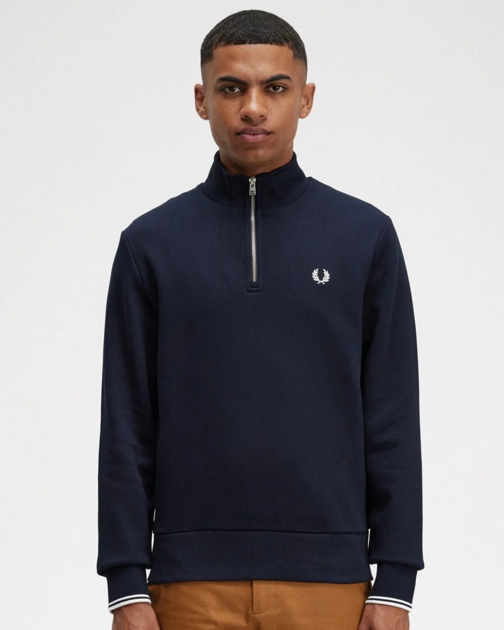 Fred Perry Mens Half Zip Sweatshirt NOS - Navy 608