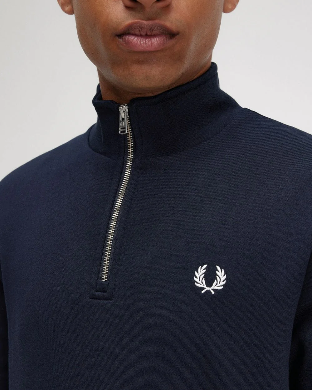 Fred Perry Mens Half Zip Sweatshirt NOS - Navy 608 - Image 2
