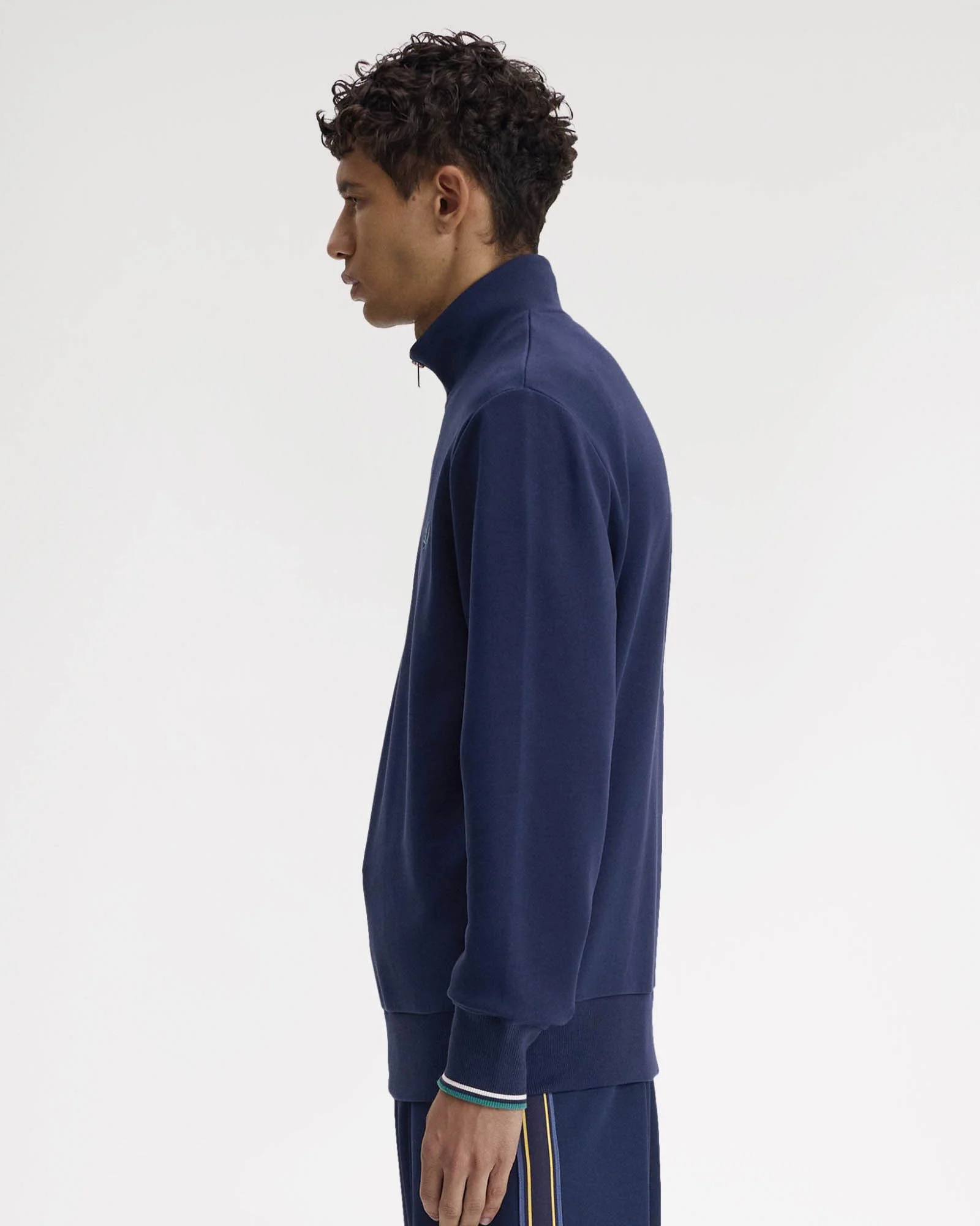 Fred Perry Mens Half Zip Sweatshirt - Tennis Blue/Snow White/Deep Mint 86A - Image 4