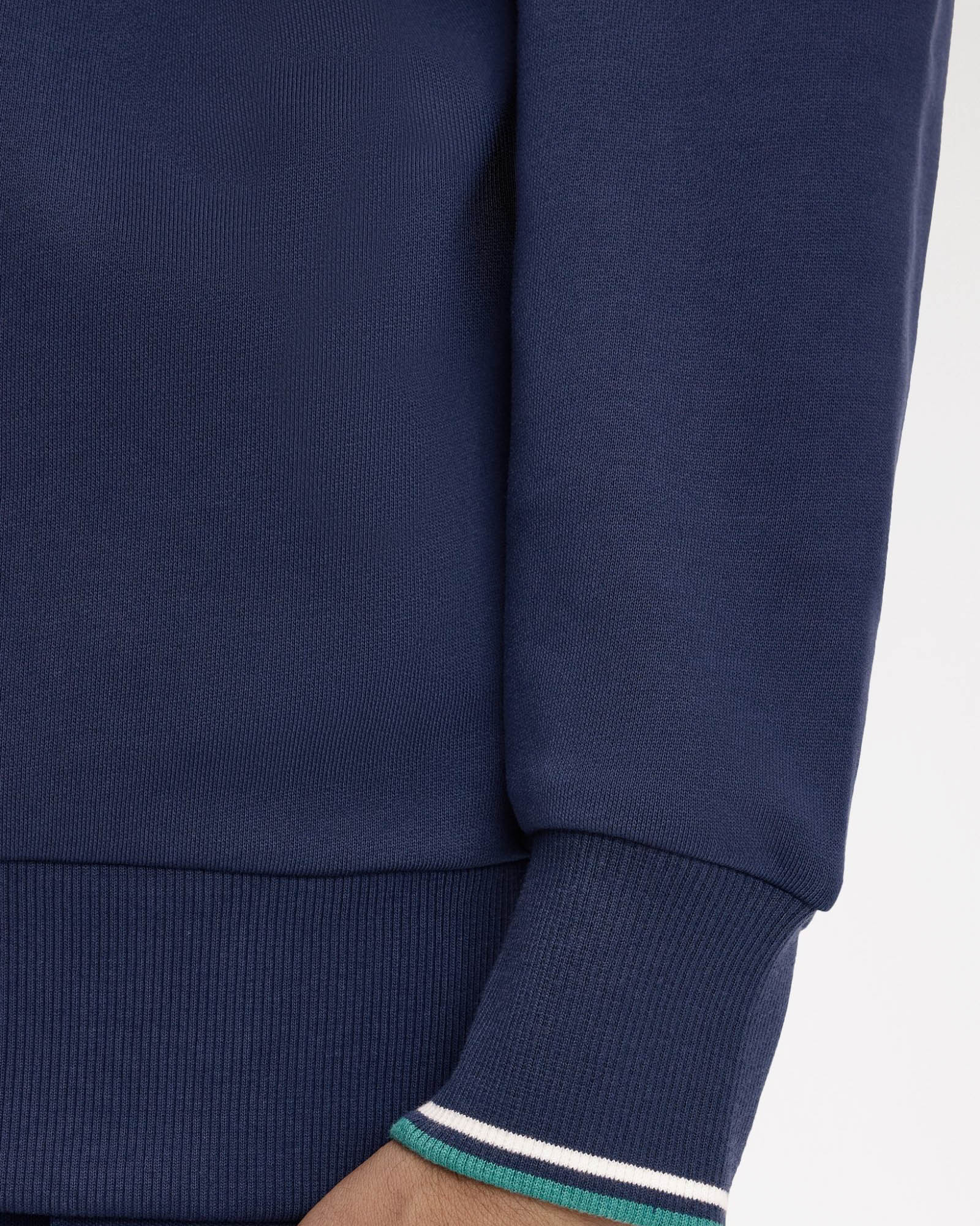 Fred Perry Mens Half Zip Sweatshirt - Tennis Blue/Snow White/Deep Mint 86A - Image 5