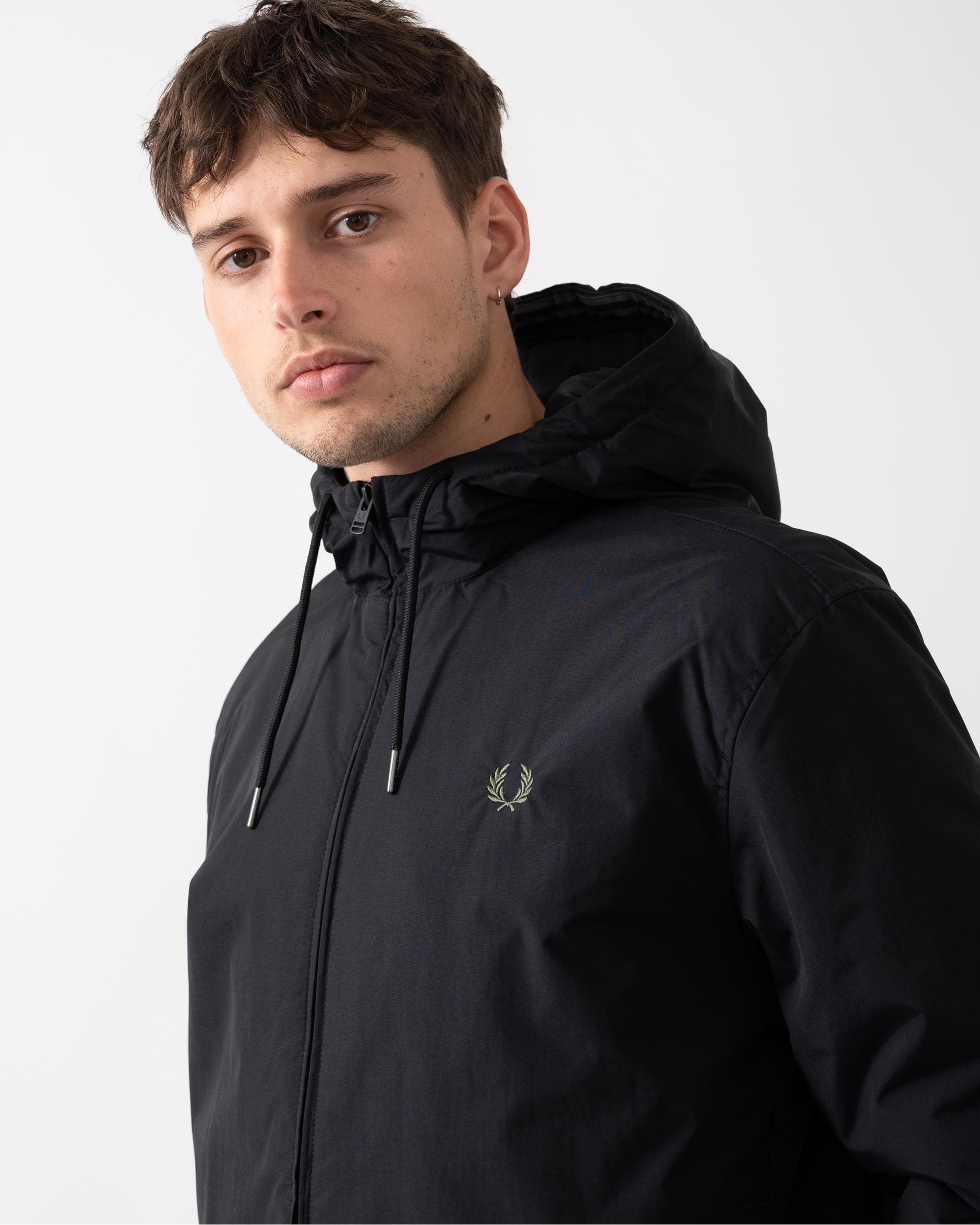 Fred Perry Mens Hooded Brentham Jacket - Black 198 - Image 2