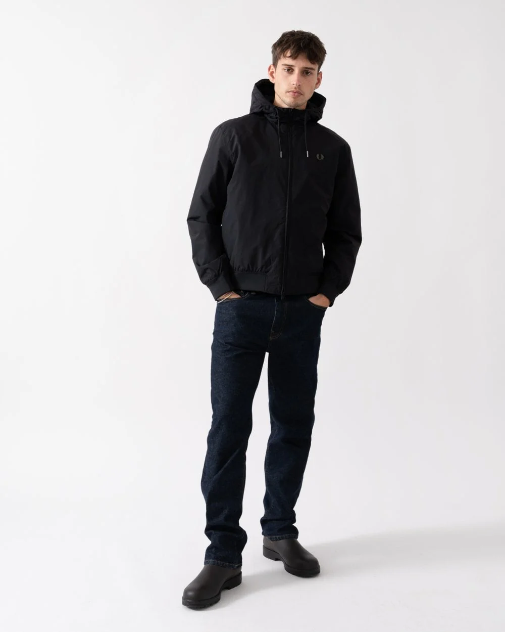 Fred Perry Mens Hooded Brentham Jacket - Black 198 - Image 4