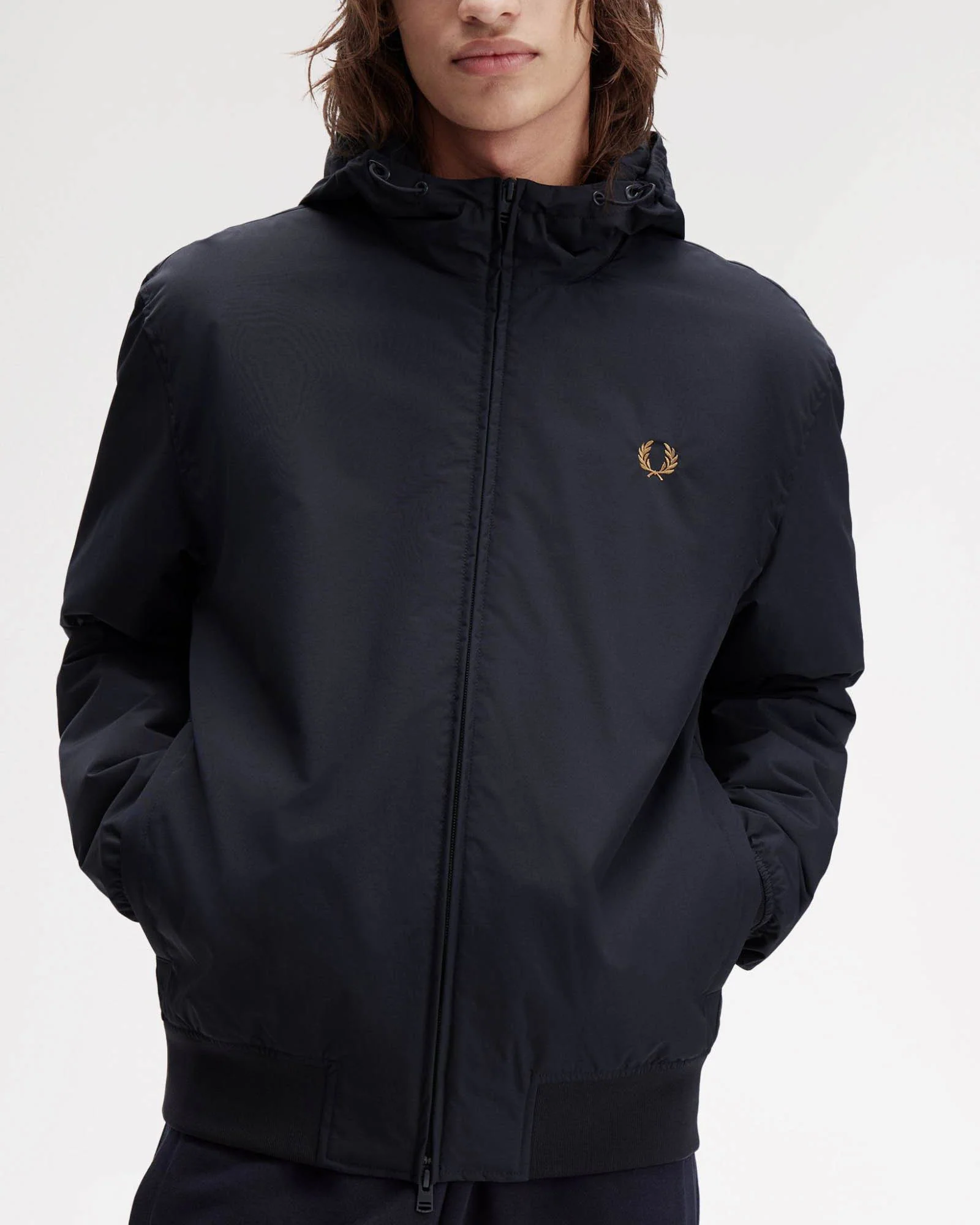 Fred Perry Mens Hooded Brentham Jacket - Navy 248 - Image 6