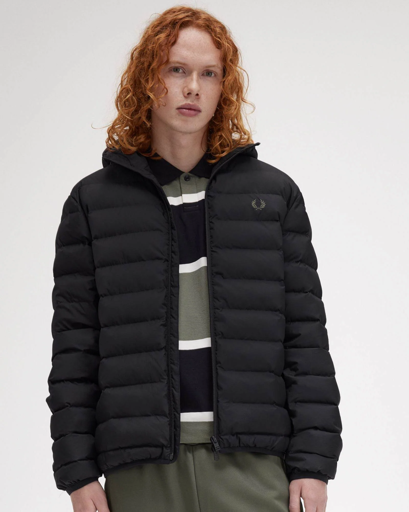 Fred Perry Mens Hooded Padded Jacket - Black 184 - Image 4