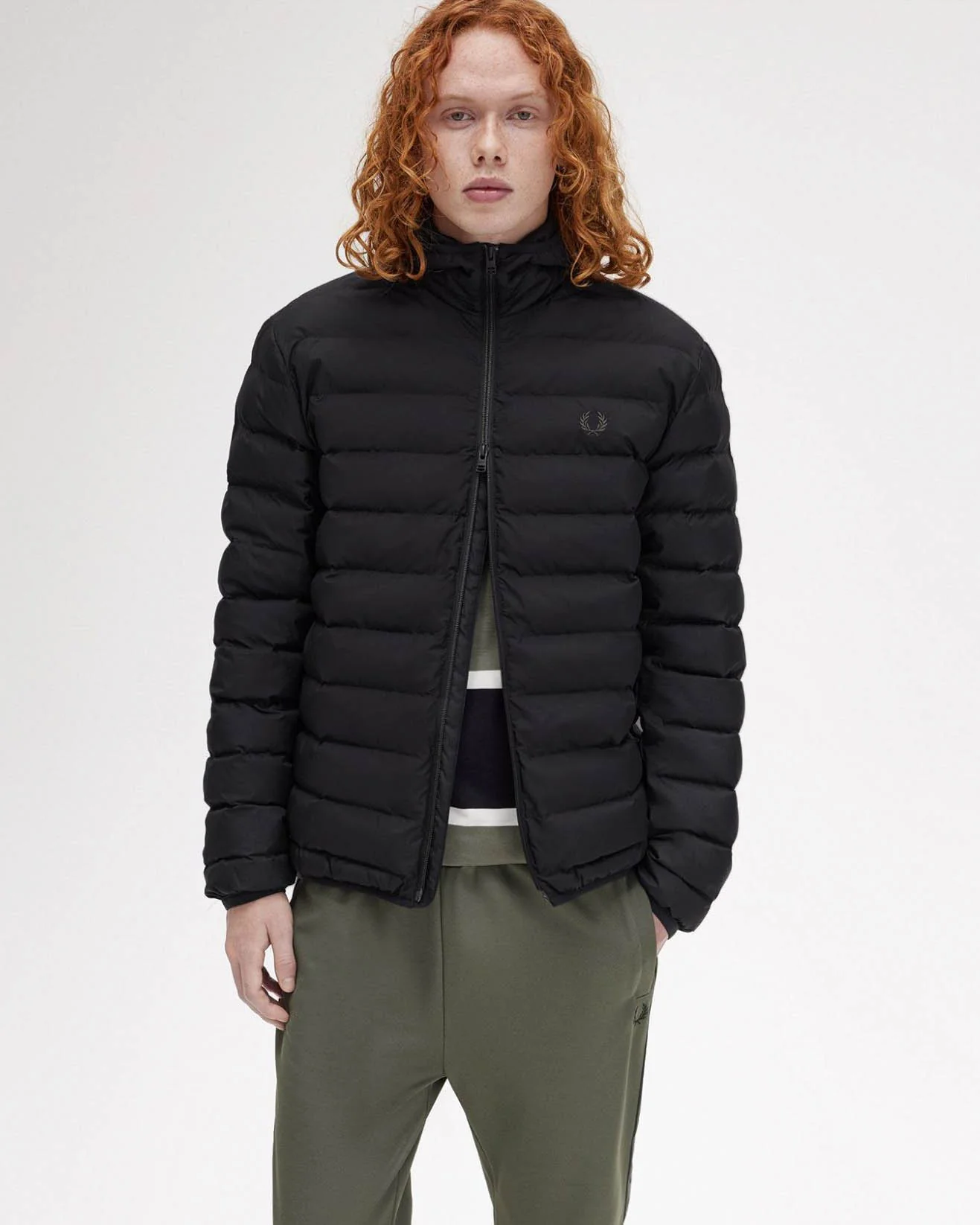Fred Perry Mens Hooded Padded Jacket - Black 184 - Image 6
