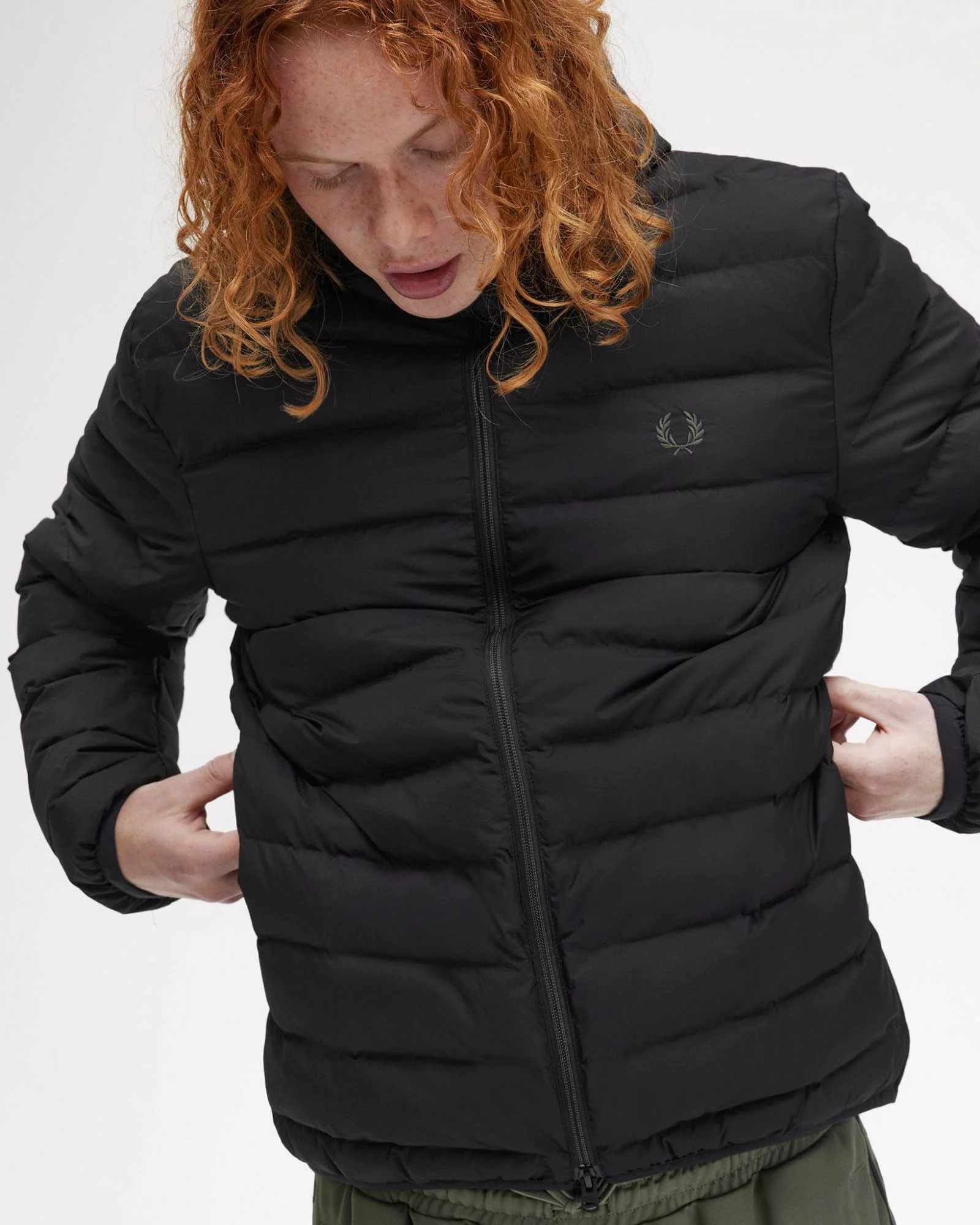 Fred Perry Mens Hooded Padded Jacket - Black 184 - Image 8