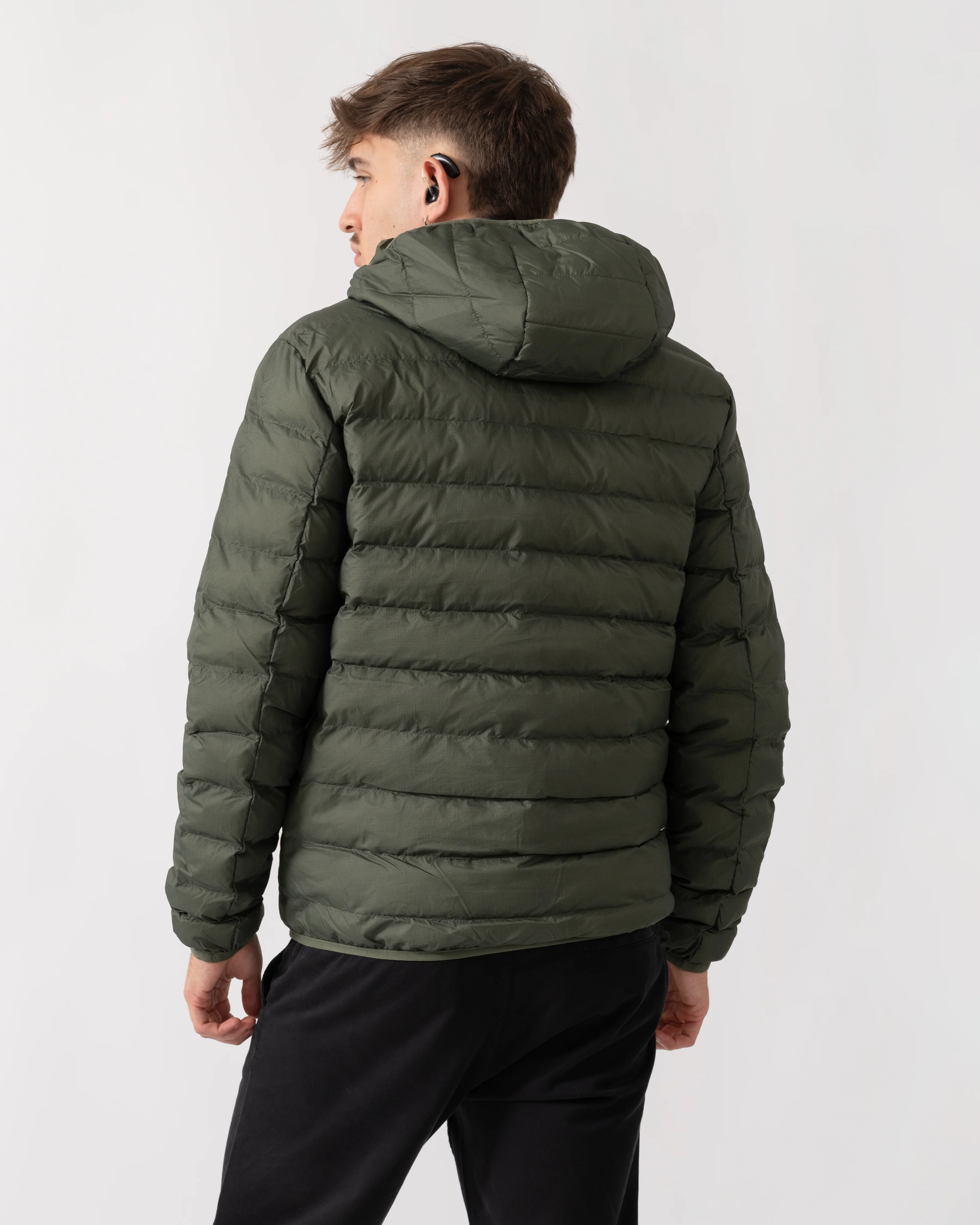 Fred Perry Mens Hooded Padded Jacket - Laurel Wreath Green X21 - Image 4