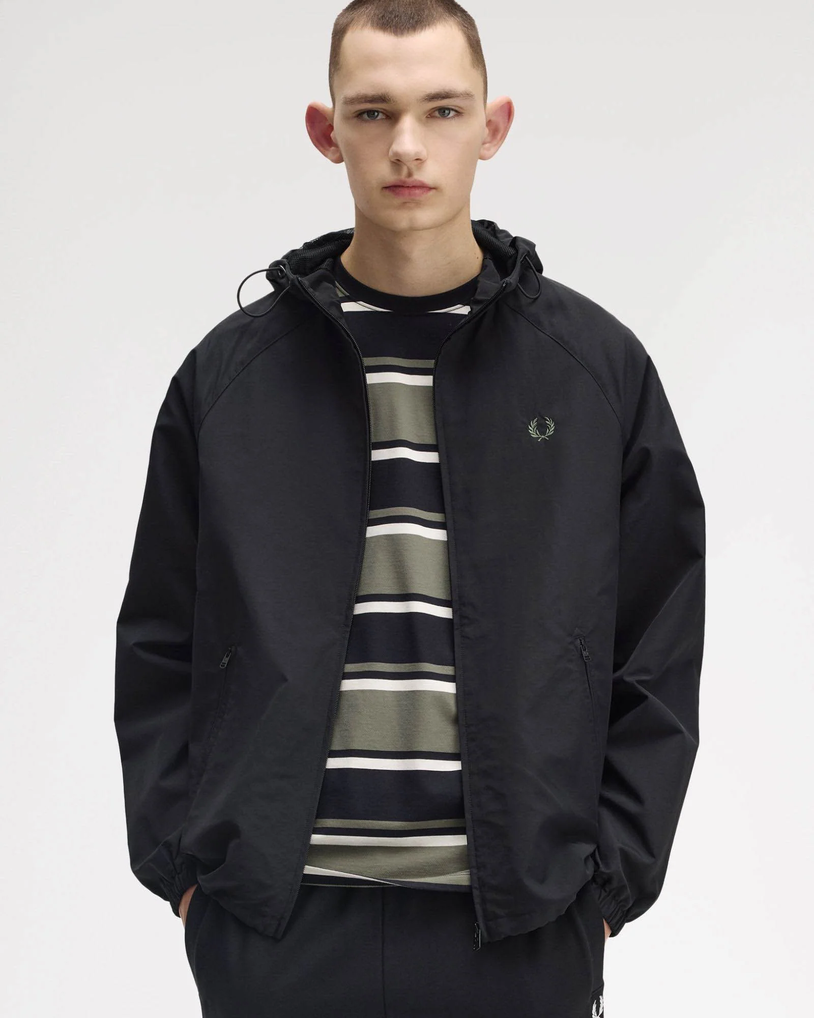 Fred Perry Mens Hooded Shell Jacket - Black 102 - Image 3
