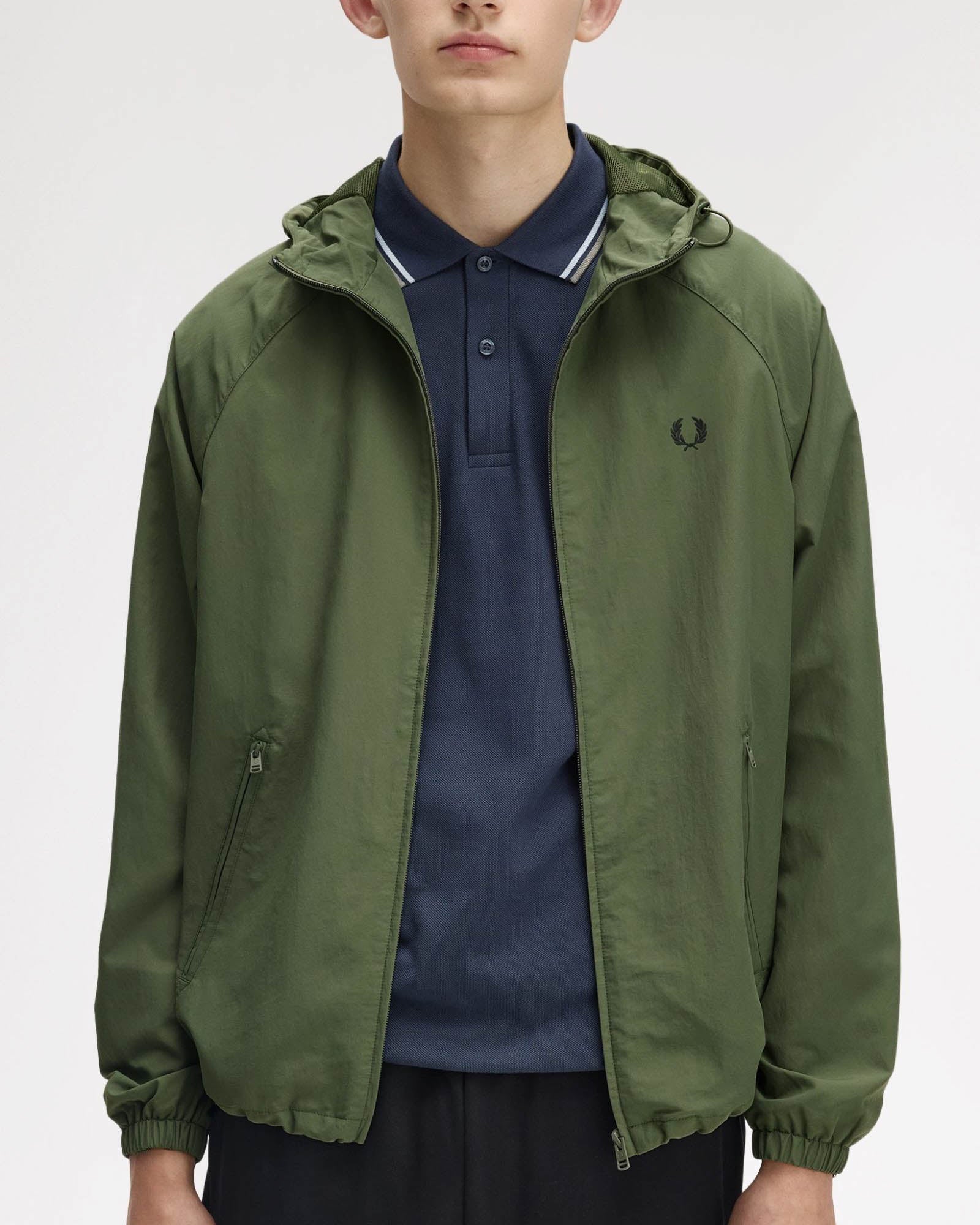 Fred Perry Mens Hooded Shell Jacket - Laurel Wreath Green W19 - Image 4