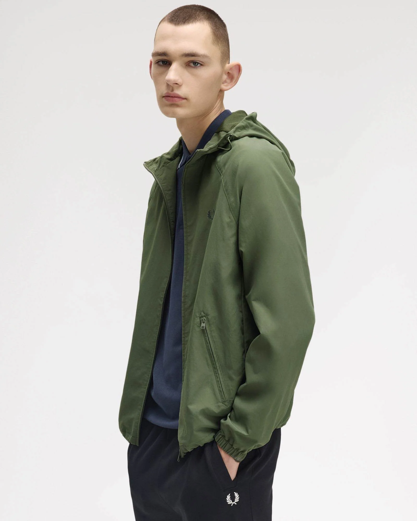 Fred Perry Mens Hooded Shell Jacket - Laurel Wreath Green W19 - Image 6