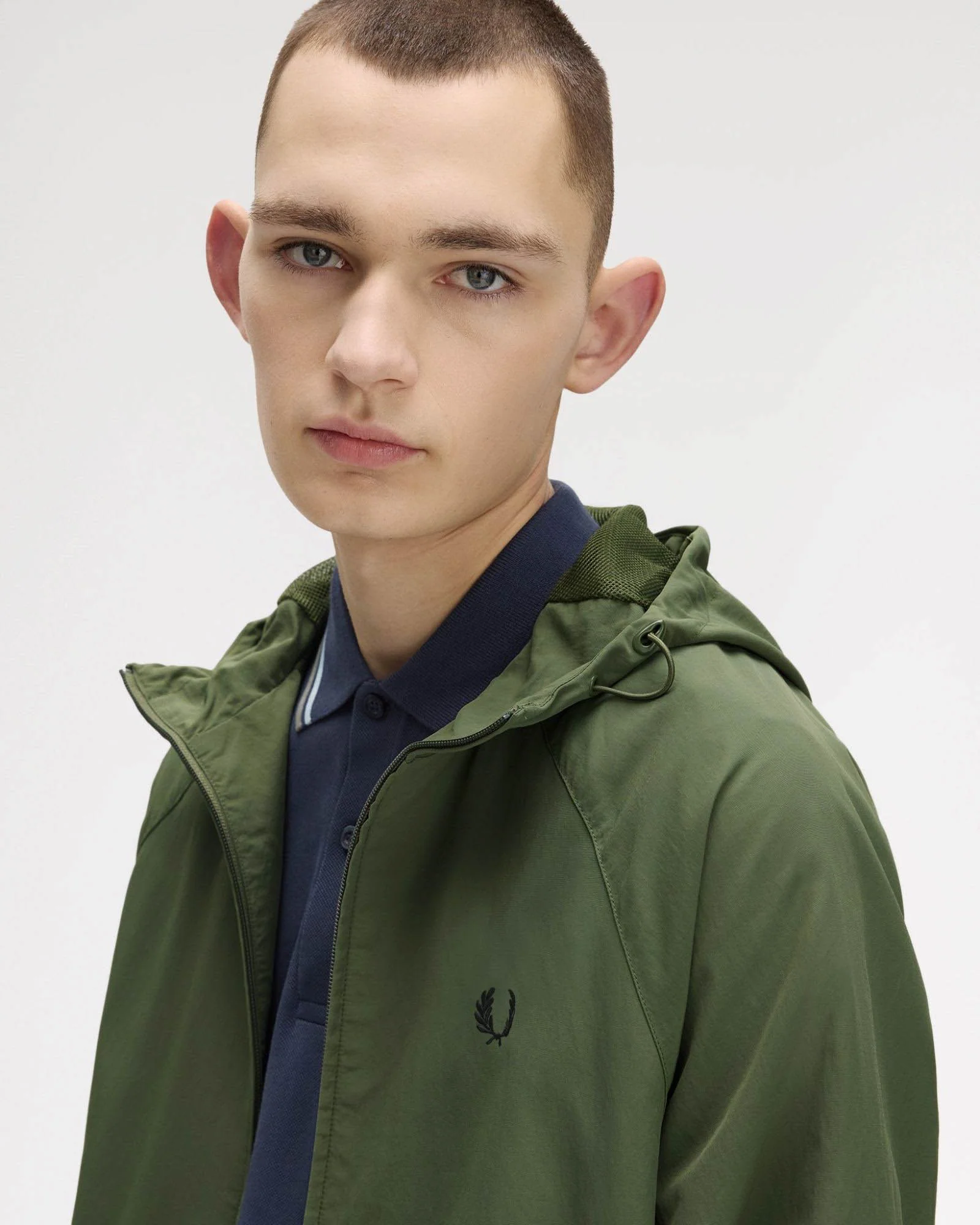 Fred Perry Mens Hooded Shell Jacket - Laurel Wreath Green W19 - Image 7