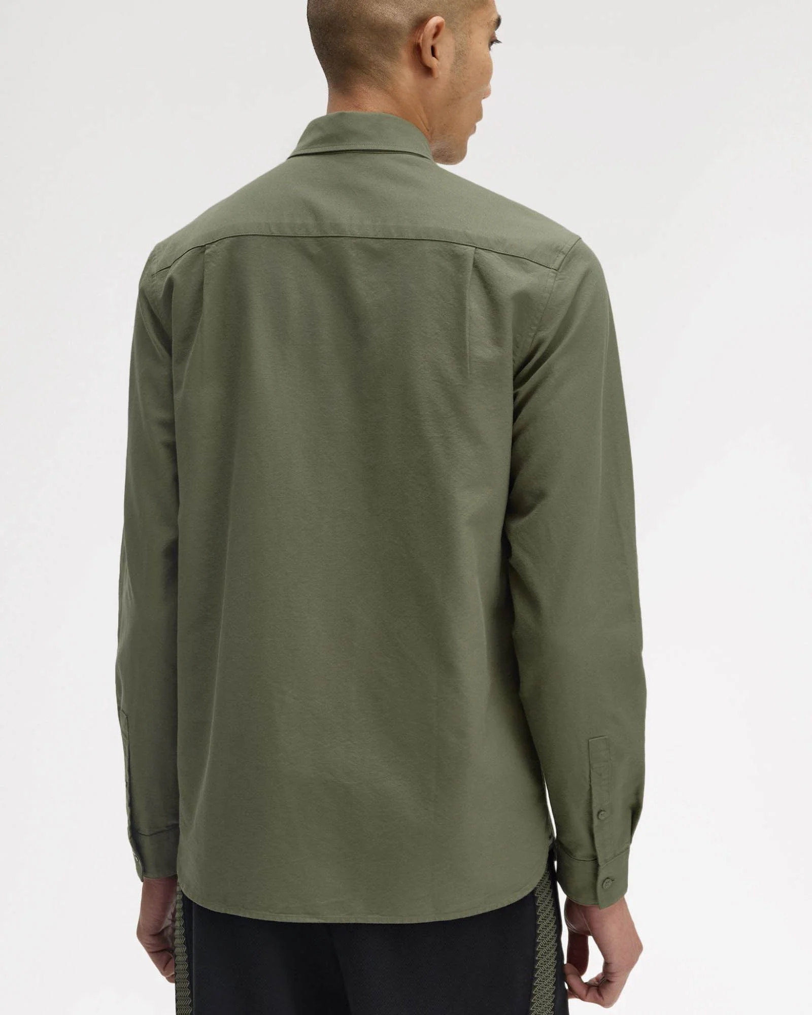Fred Perry Mens Long Sleeve Oxford Shirt - Laurel Wreath Green X21 - Image 2