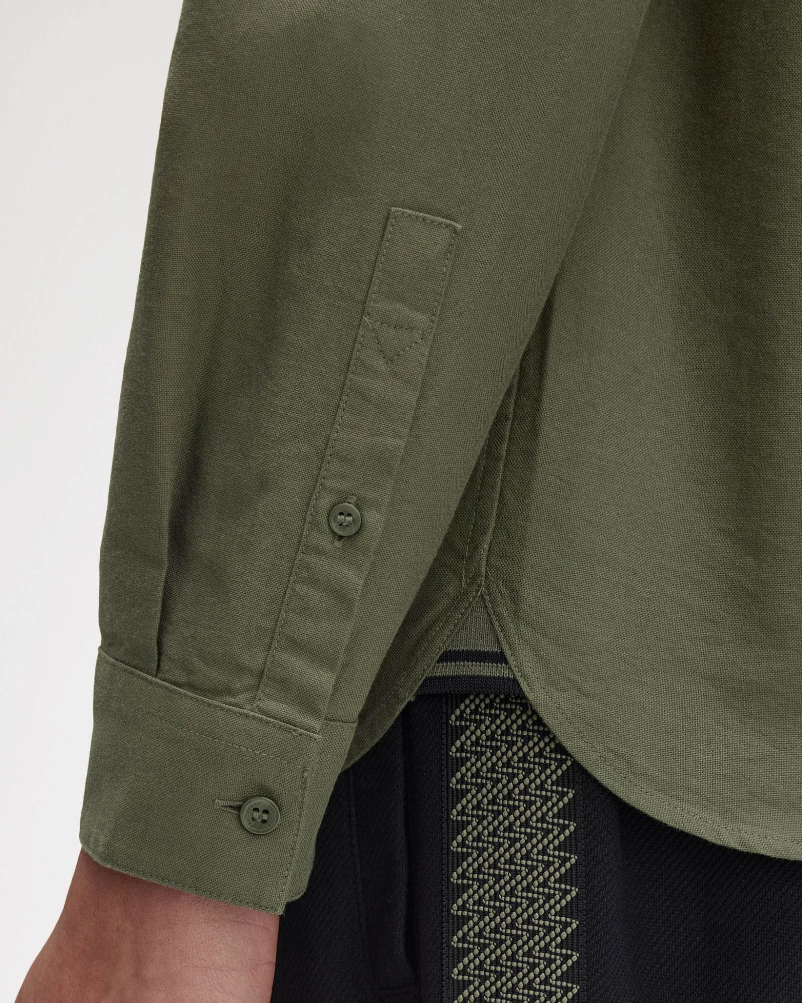 Fred Perry Mens Long Sleeve Oxford Shirt - Laurel Wreath Green X21 - Image 4
