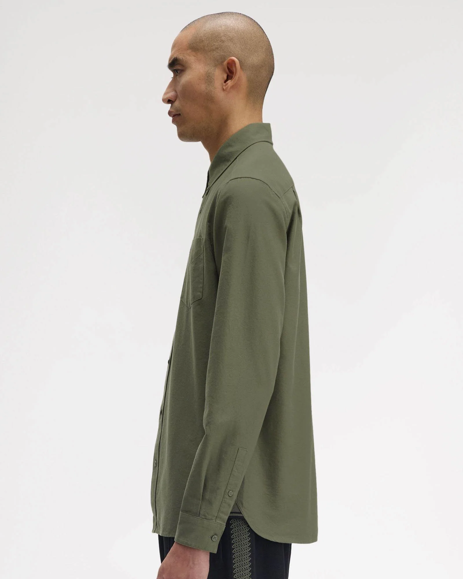 Fred Perry Mens Long Sleeve Oxford Shirt - Laurel Wreath Green X21 - Image 6