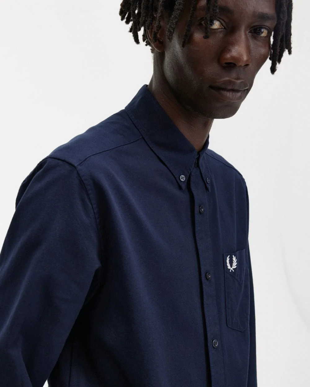 Fred Perry Mens Long Sleeve Oxford Shirt NOS - Navy 608 - Image 2