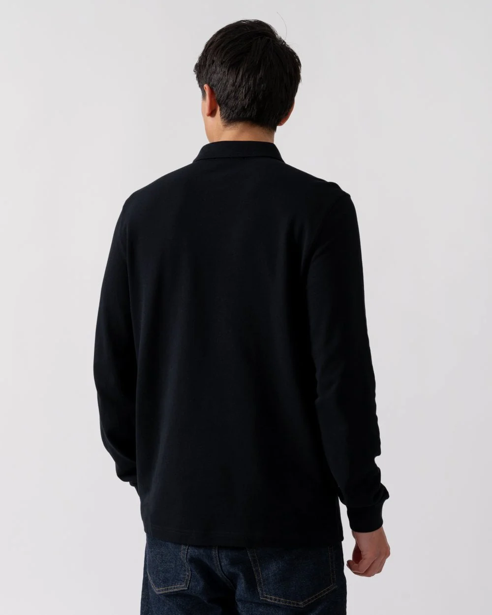 Fred Perry Mens Long Sleeve Plain Signature Polo Shirt NOS - Black/White 350 - Image 4