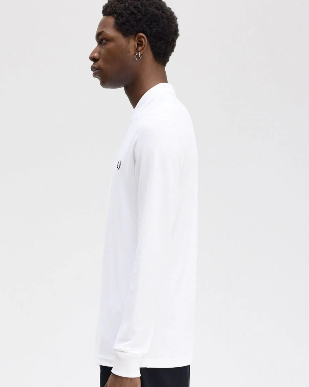 Fred Perry Mens Long Sleeve Plain Signature Polo Shirt NOS - White 100 - Image 4