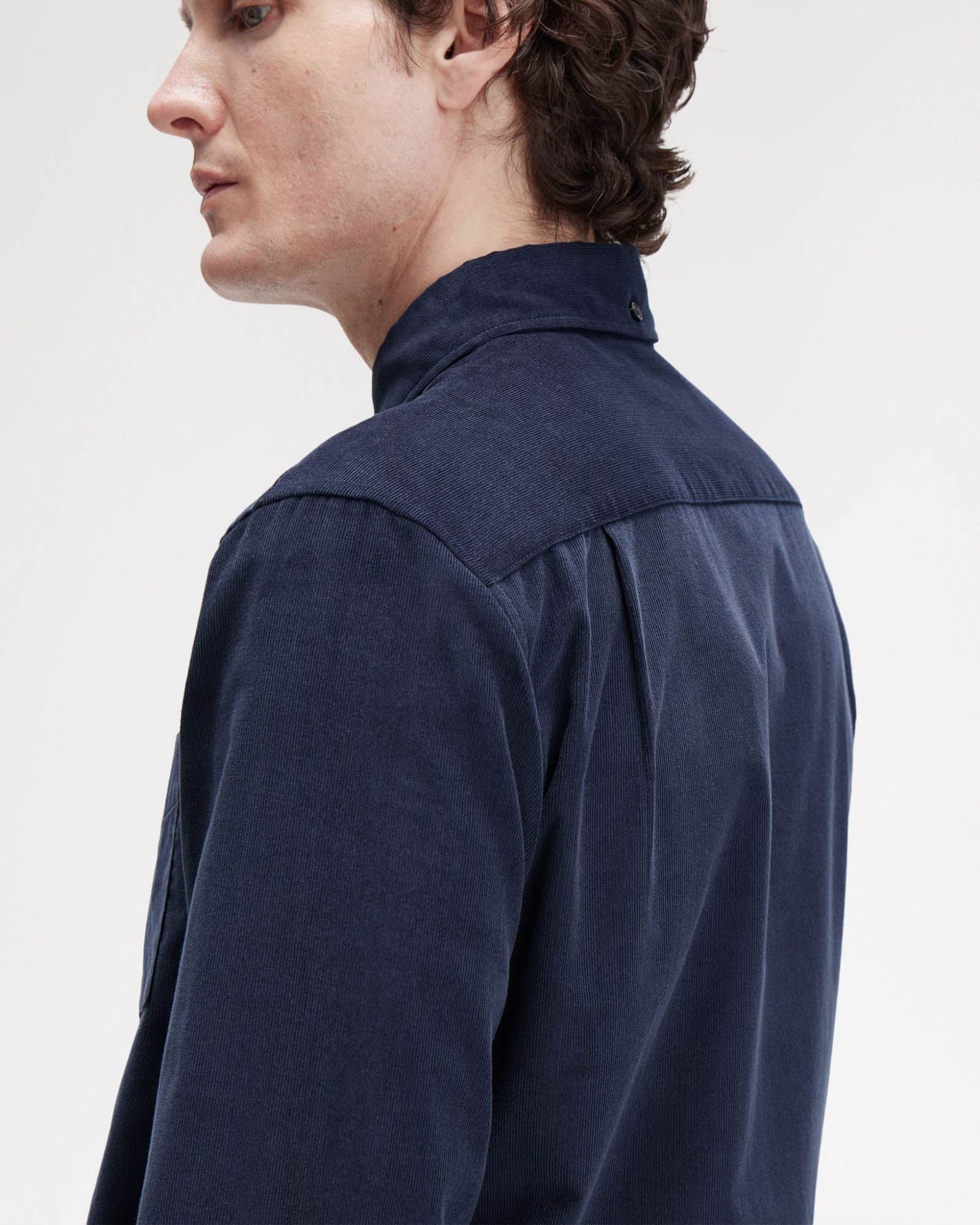 Fred Perry Mens Needle Cord Shirt - Dark Airforce 738 - Image 2