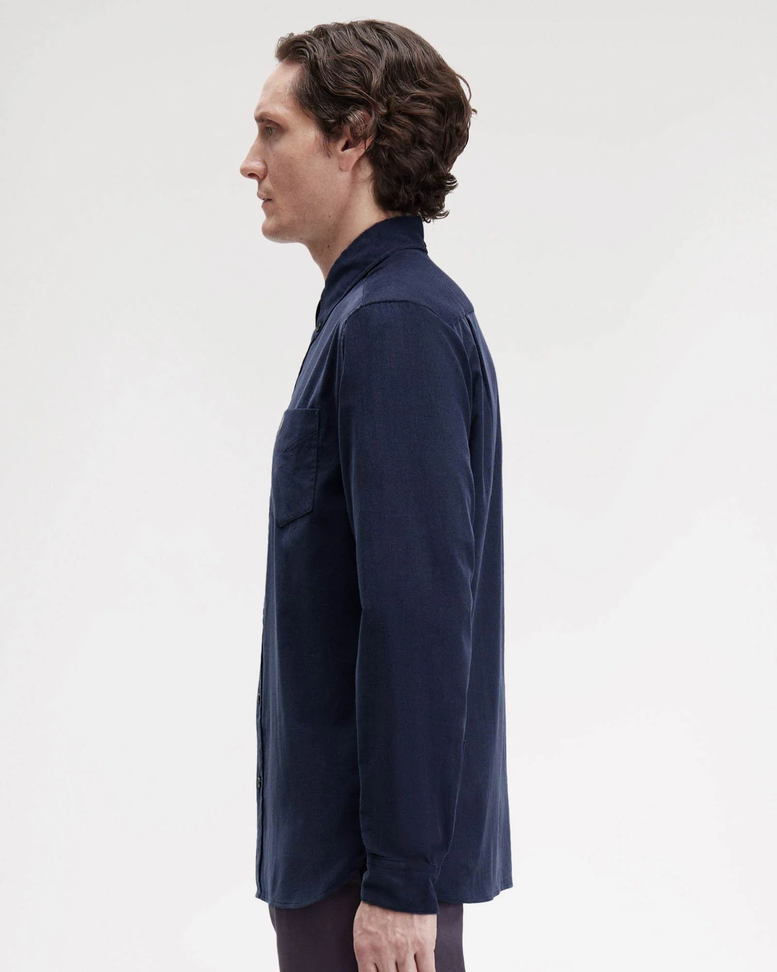 Fred Perry Mens Needle Cord Shirt - Dark Airforce 738 - Image 5