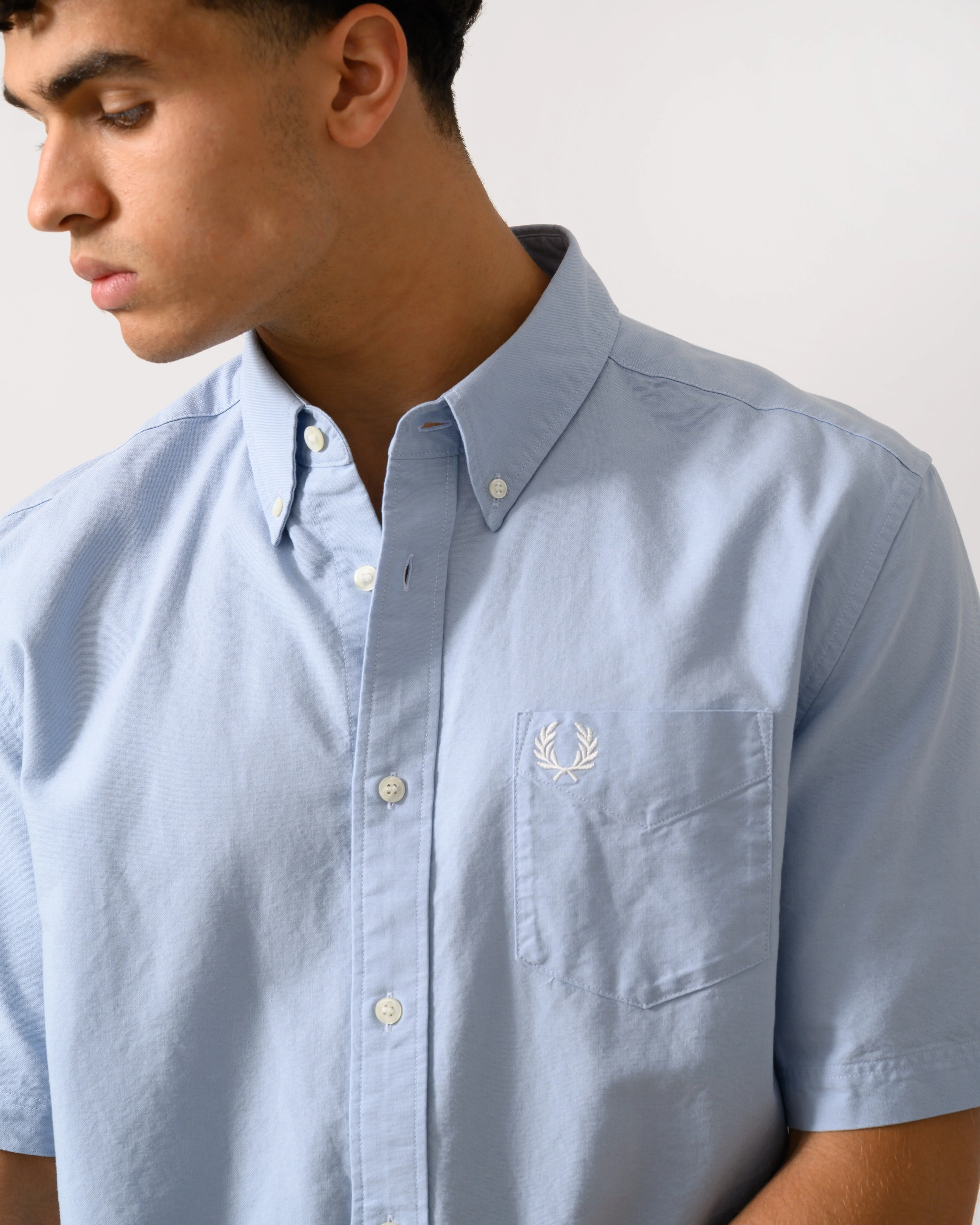 Fred Perry Mens Oxford Shirt - Light Smoke 146 - Image 3