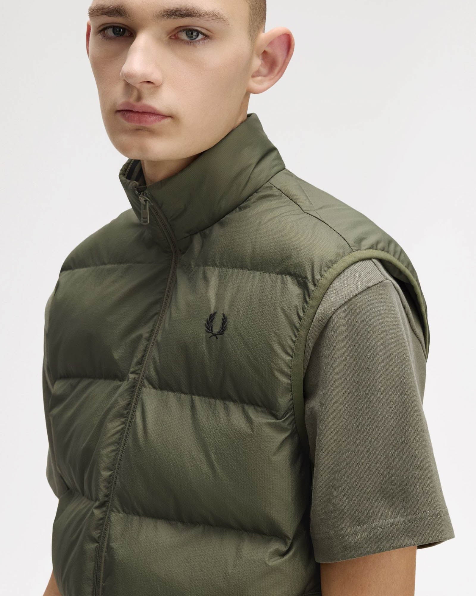 Fred Perry Mens Padded Gilet - Laurel Wreath Green X21 - Image 5