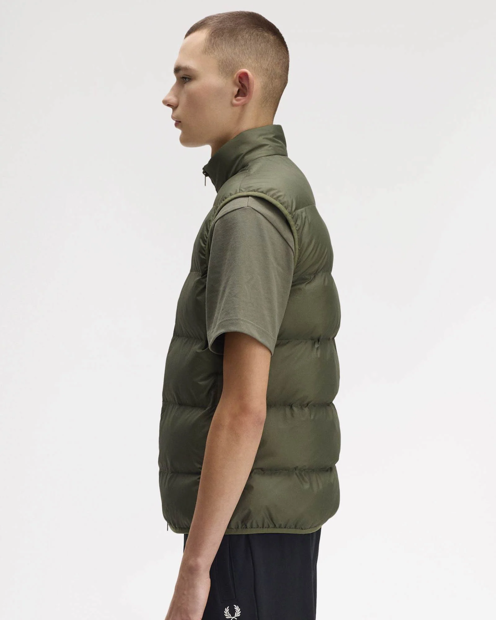 Fred Perry Mens Padded Gilet - Laurel Wreath Green X21 - Image 7