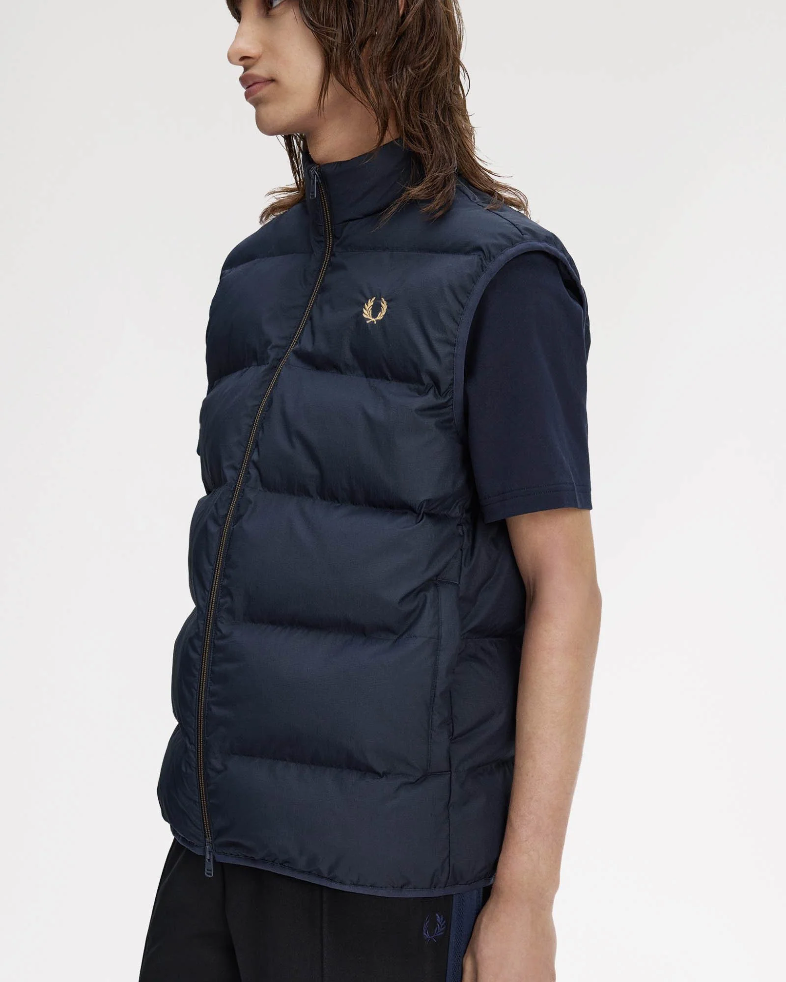 Fred Perry Mens Padded Gilet - Navy 608 - Image 2