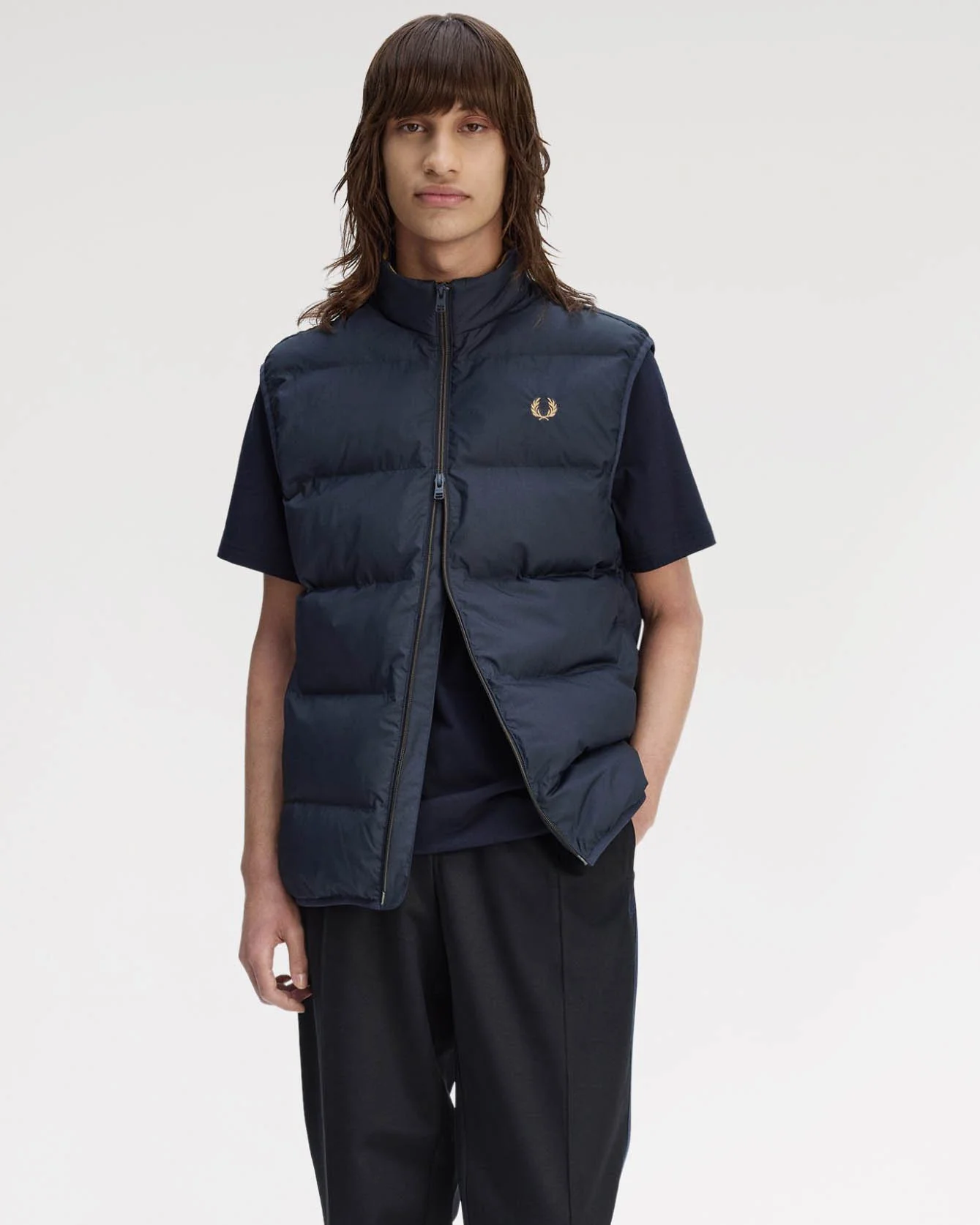Fred Perry Mens Padded Gilet - Navy 608 - Image 5