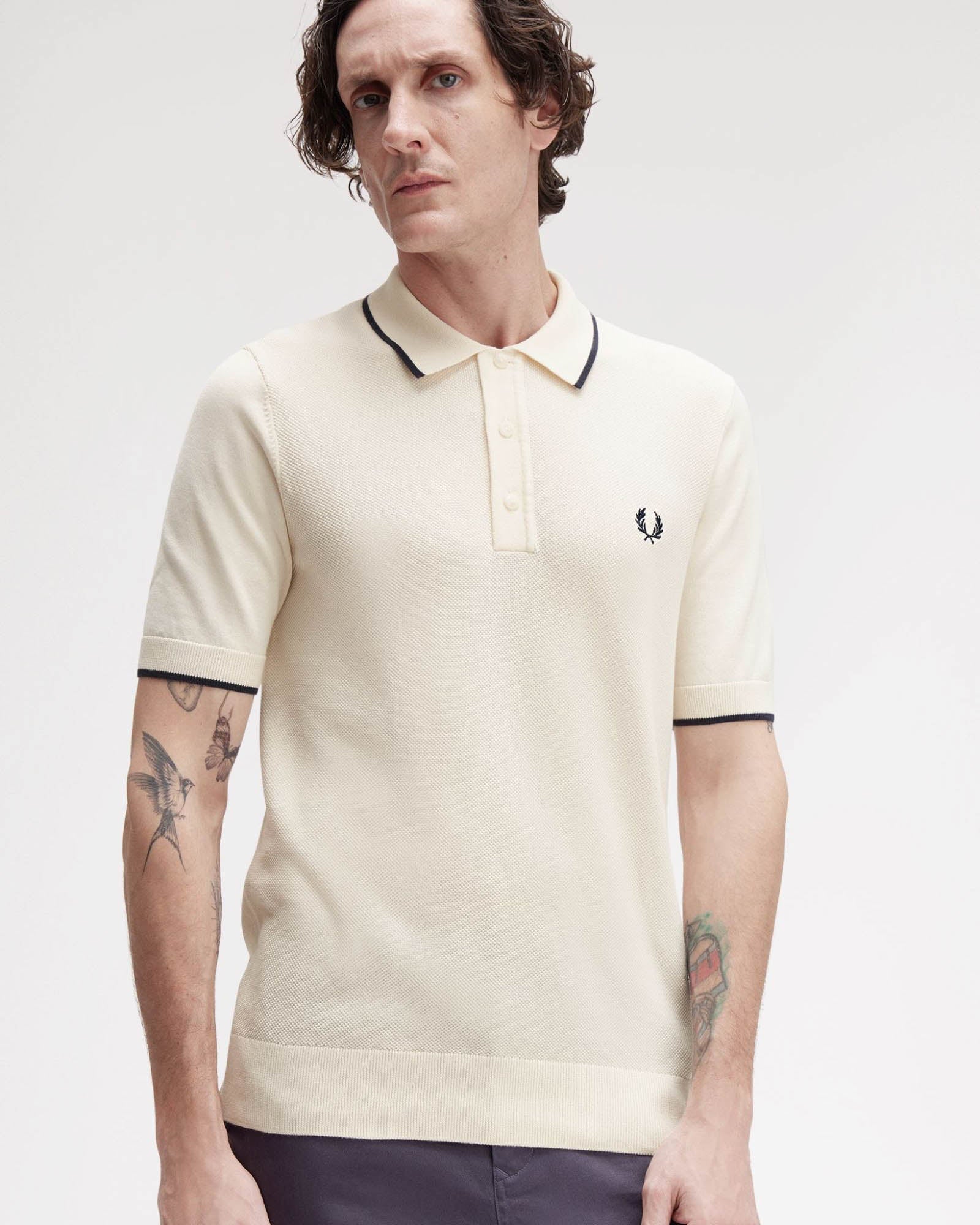 Fred Perry Mens Pique Stitch Knitted Polo Shirt - Silky Peach R33 - Image 2