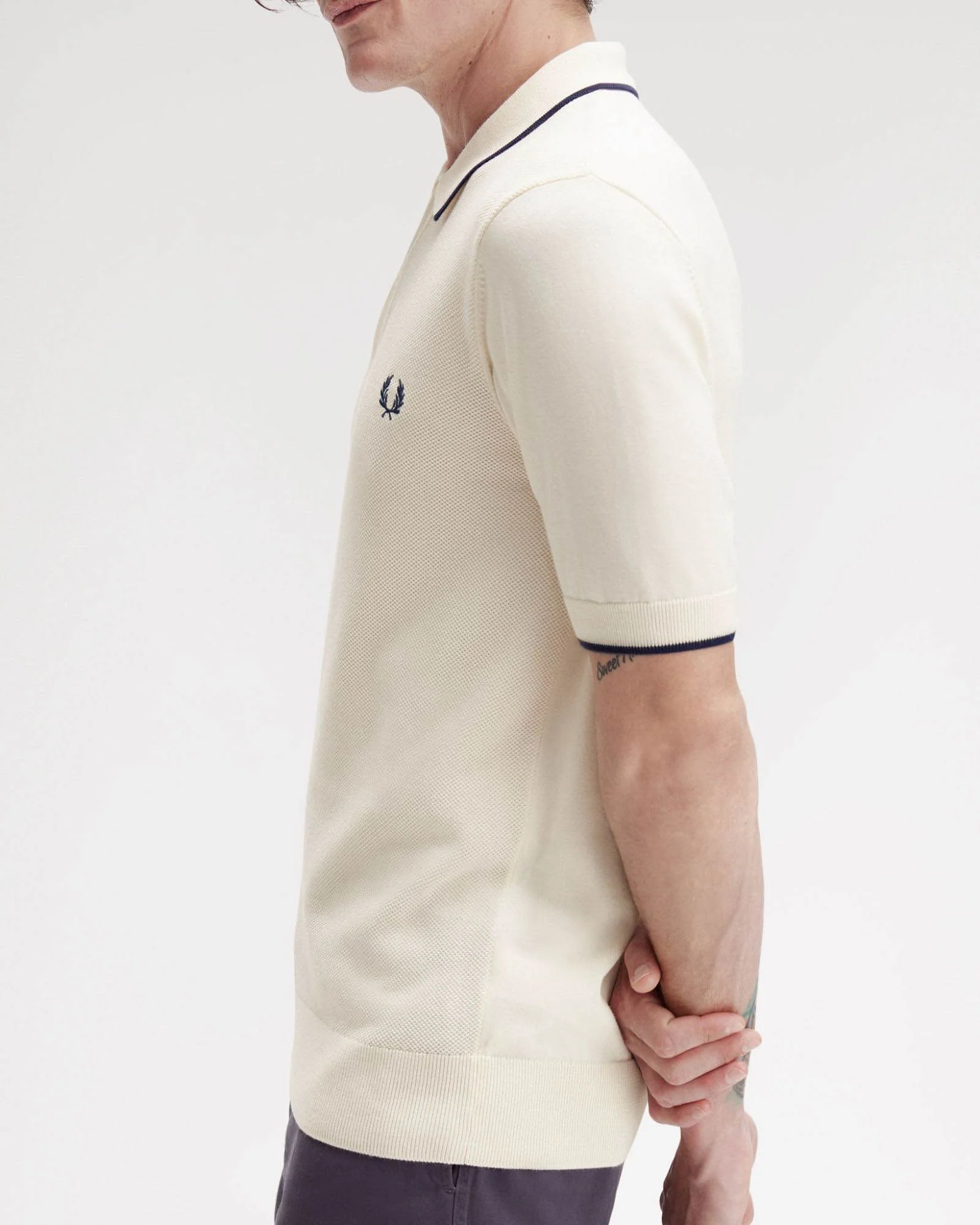Fred Perry Mens Pique Stitch Knitted Polo Shirt - Silky Peach R33 - Image 4