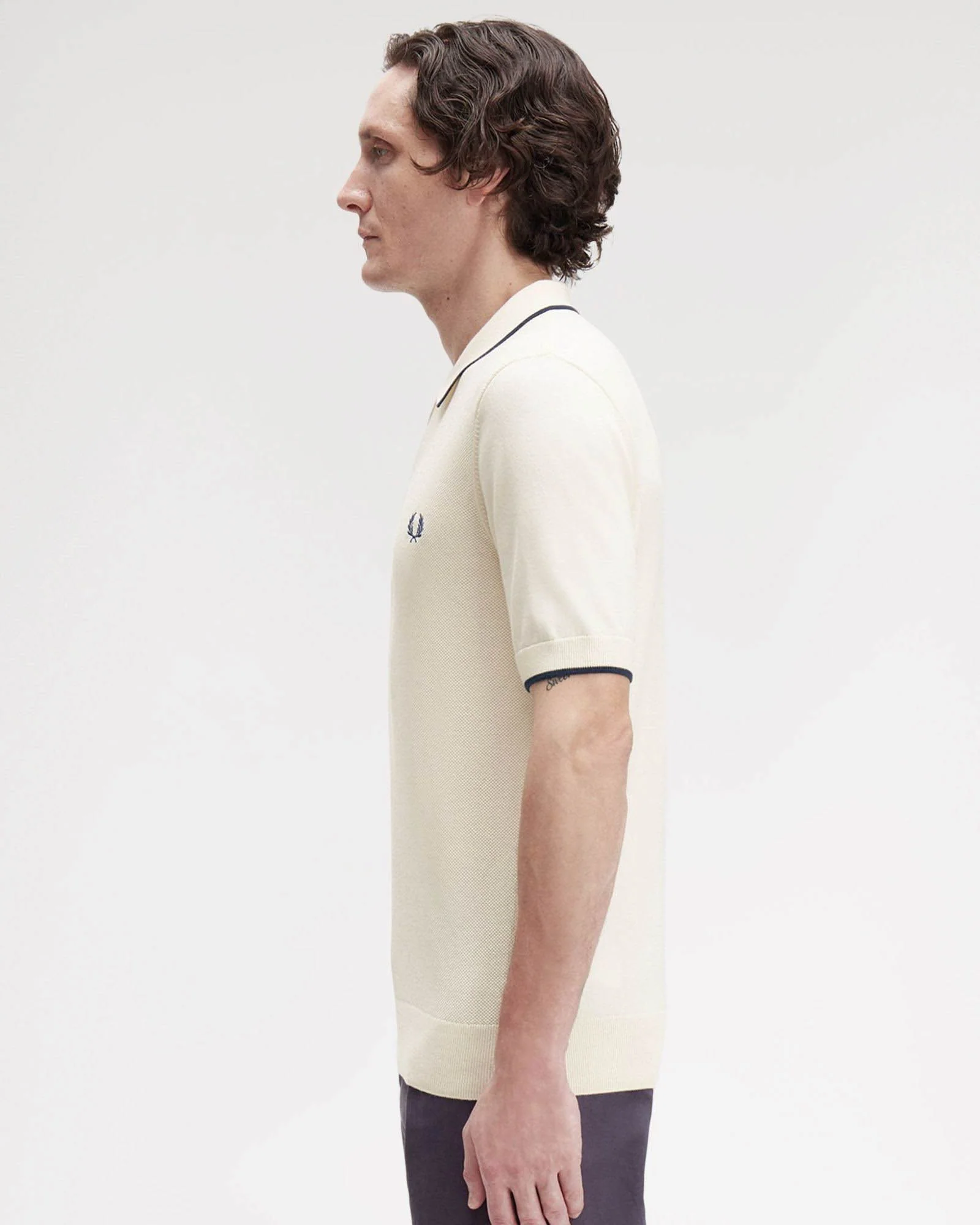 Fred Perry Mens Pique Stitch Knitted Polo Shirt - Silky Peach R33 - Image 5