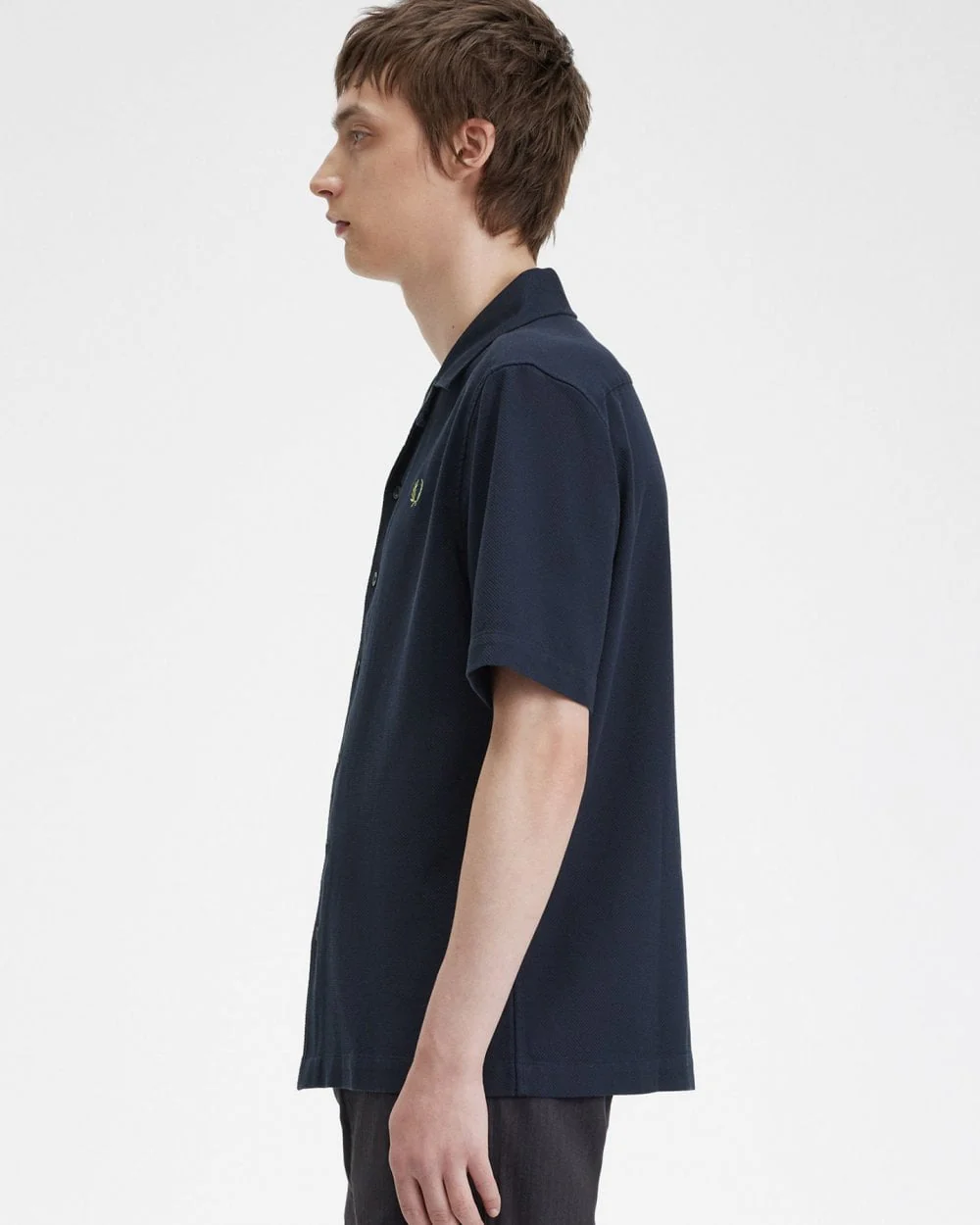 Fred Perry Mens Pique Texture Revere Collar Shirt - Image 4