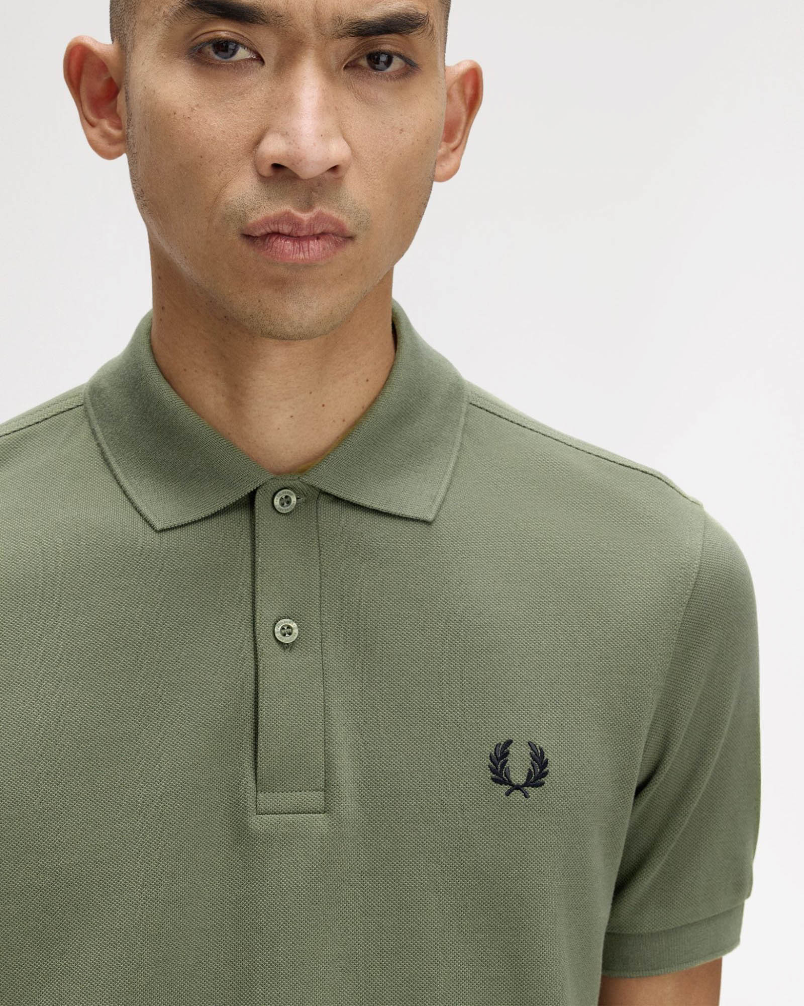 Fred Perry Mens Plain Signature Polo Shirt - Laurel Wreath Green/Black/Black Z50 - Image 4