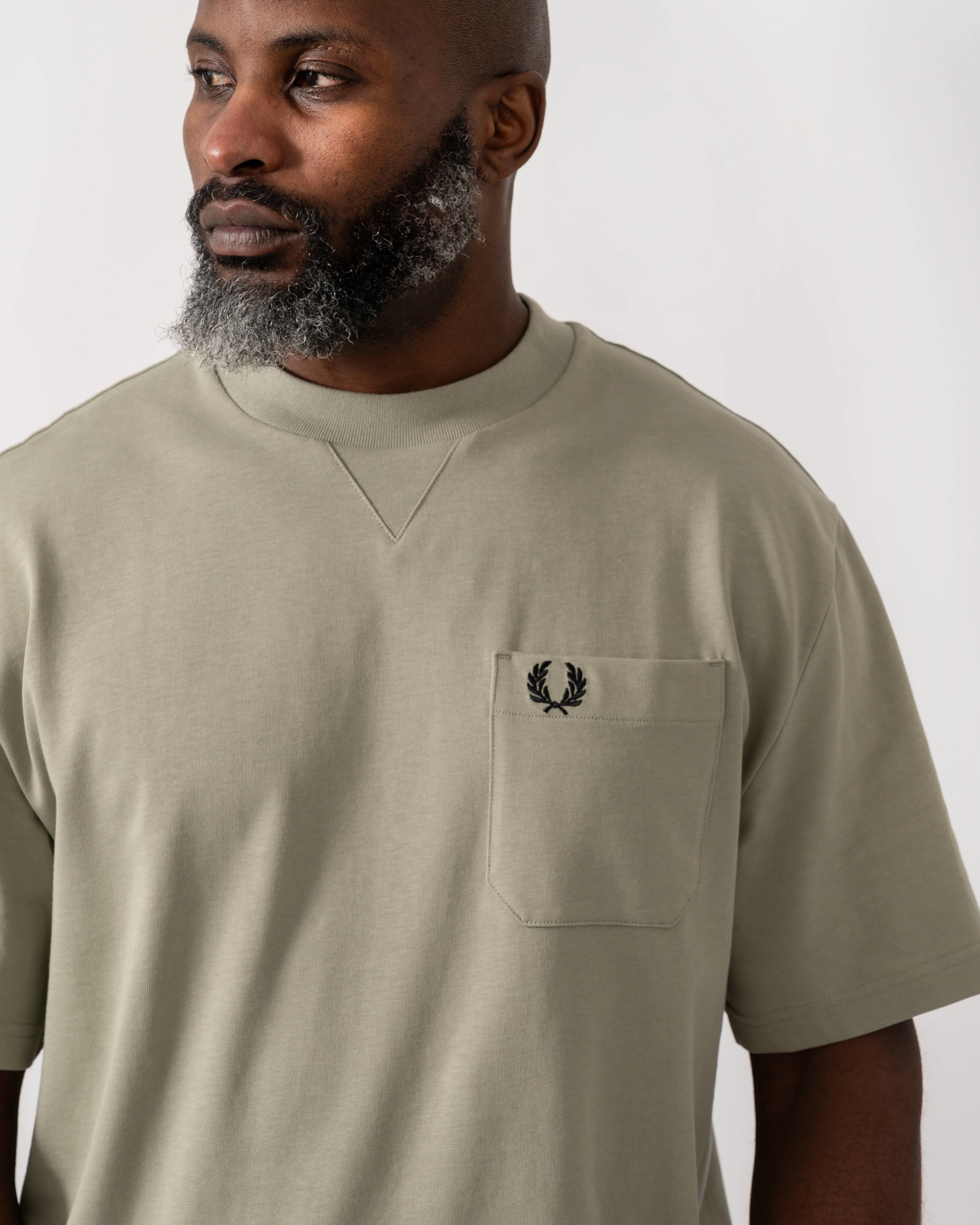 Fred Perry Mens Pocket Detail T-Shirt - Seagrass M37 - Image 4