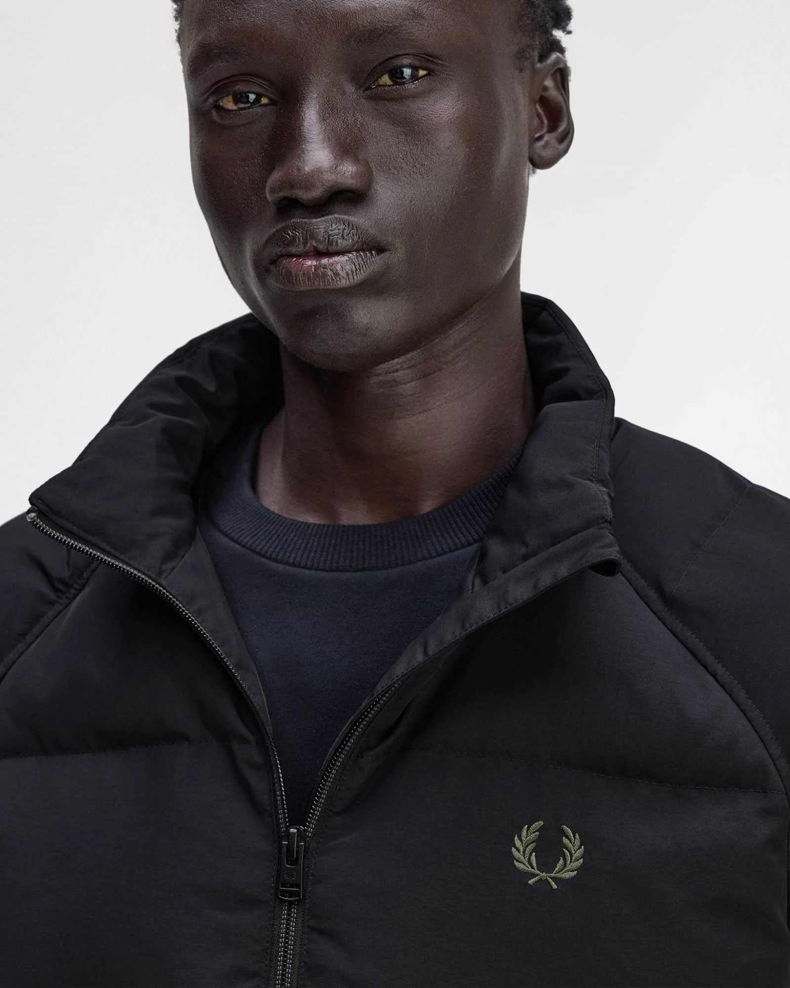 Fred Perry Mens Raglan Sleeve Padded Jacket - Black 102 - Image 3
