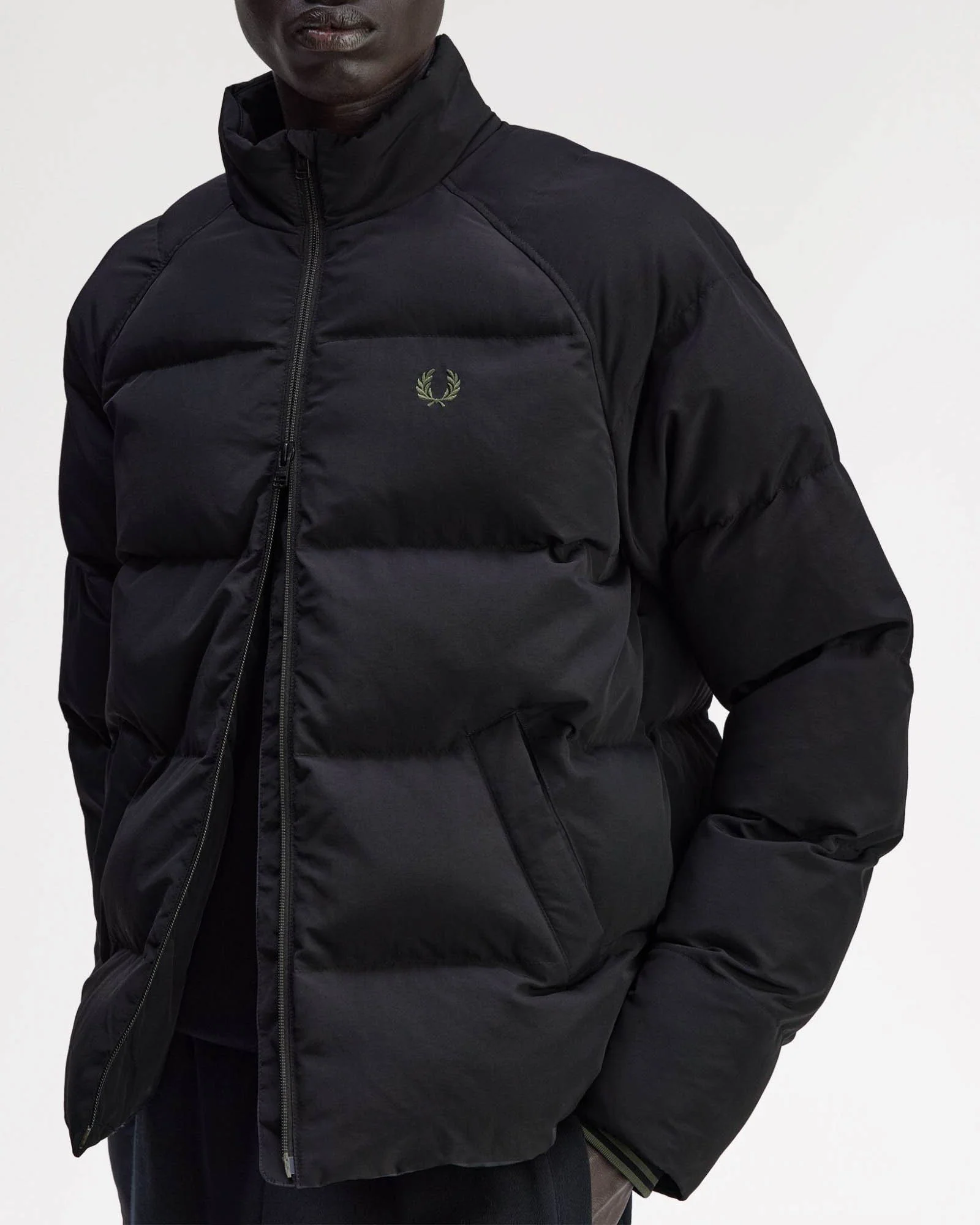Fred Perry Mens Raglan Sleeve Padded Jacket - Black 102 - Image 4