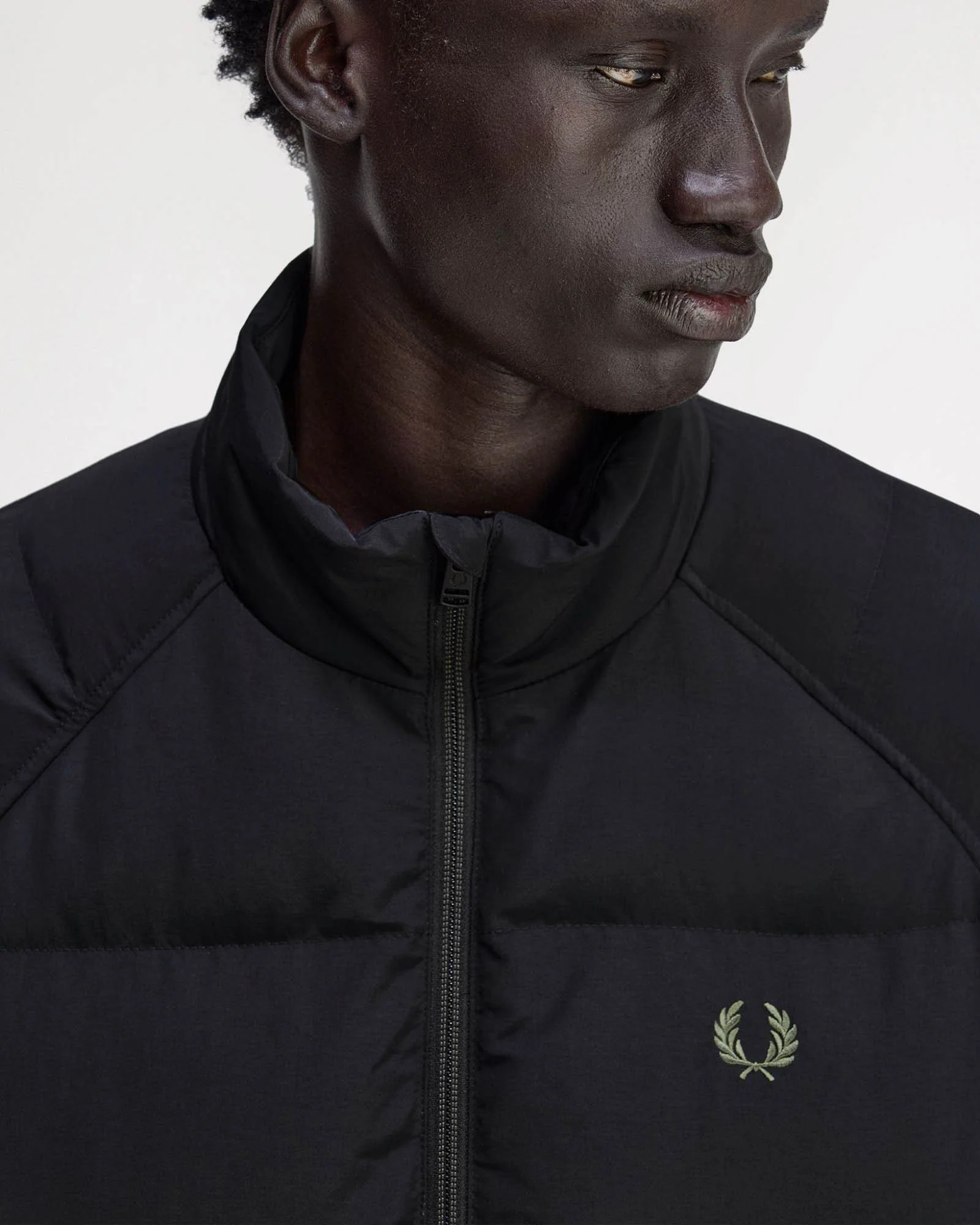 Fred Perry Mens Raglan Sleeve Padded Jacket - Black 102 - Image 7