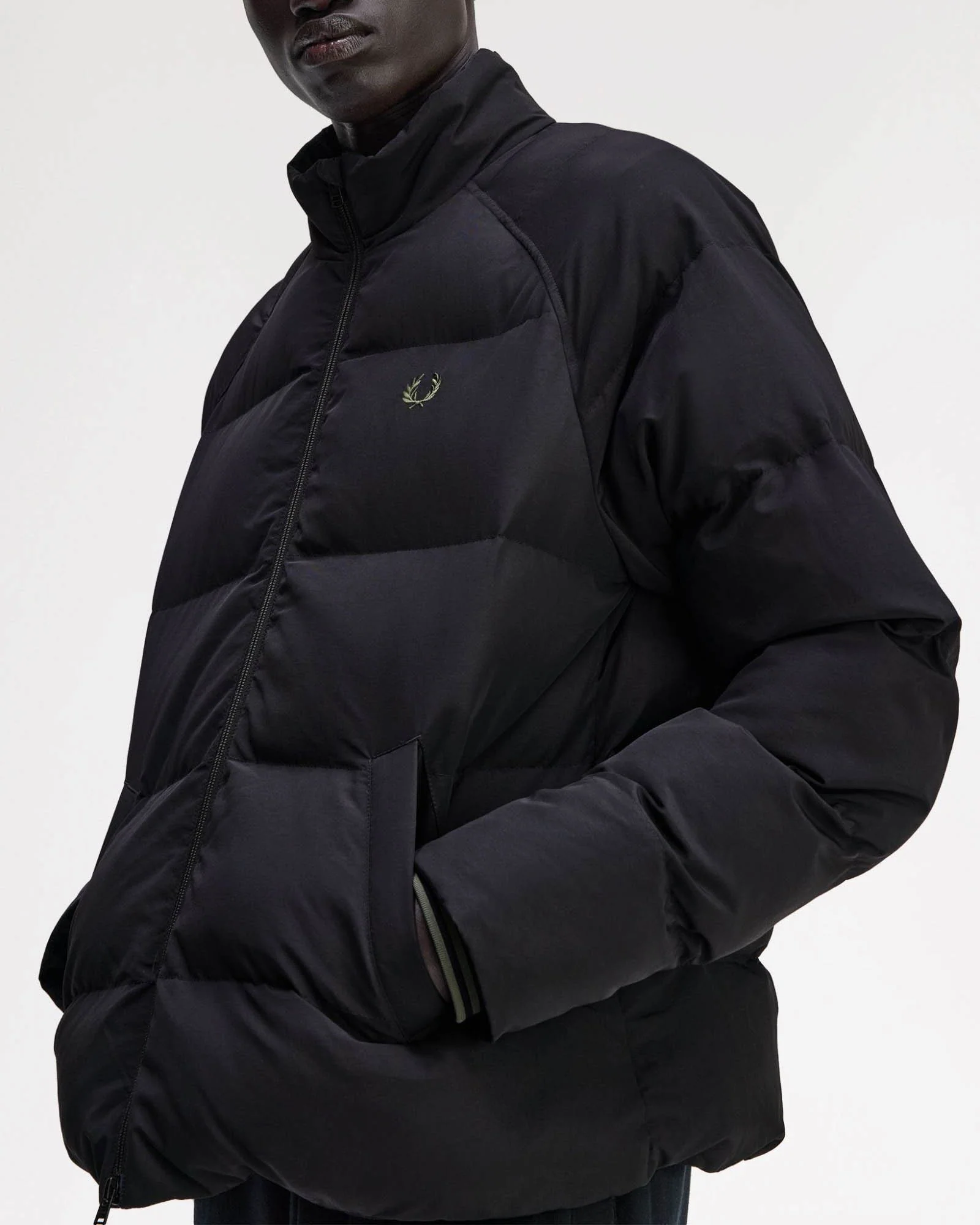 Fred Perry Mens Raglan Sleeve Padded Jacket - Black 102 - Image 8