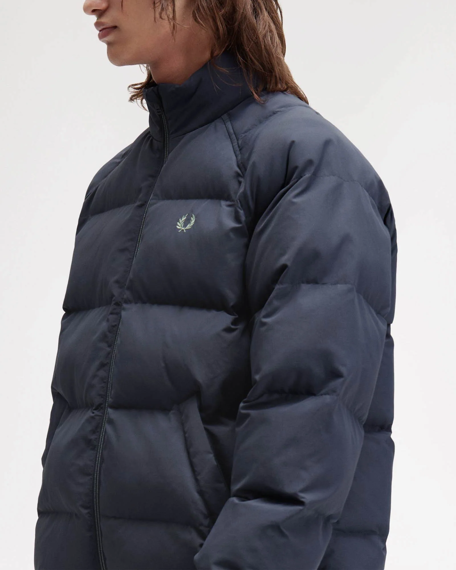 Fred Perry Mens Raglan Sleeve Padded Jacket - Dark Airforce 738 - Image 4