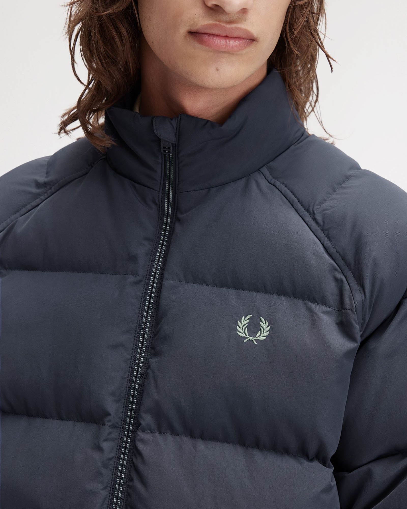 Fred Perry Mens Raglan Sleeve Padded Jacket - Dark Airforce 738 - Image 5
