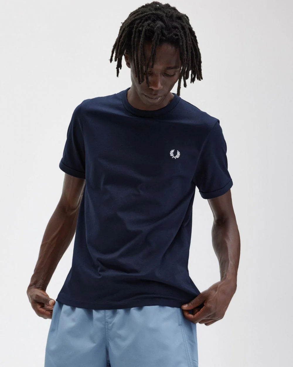 Fred Perry Mens Ringer T-Shirt NOS - Navy 608 - Image 3