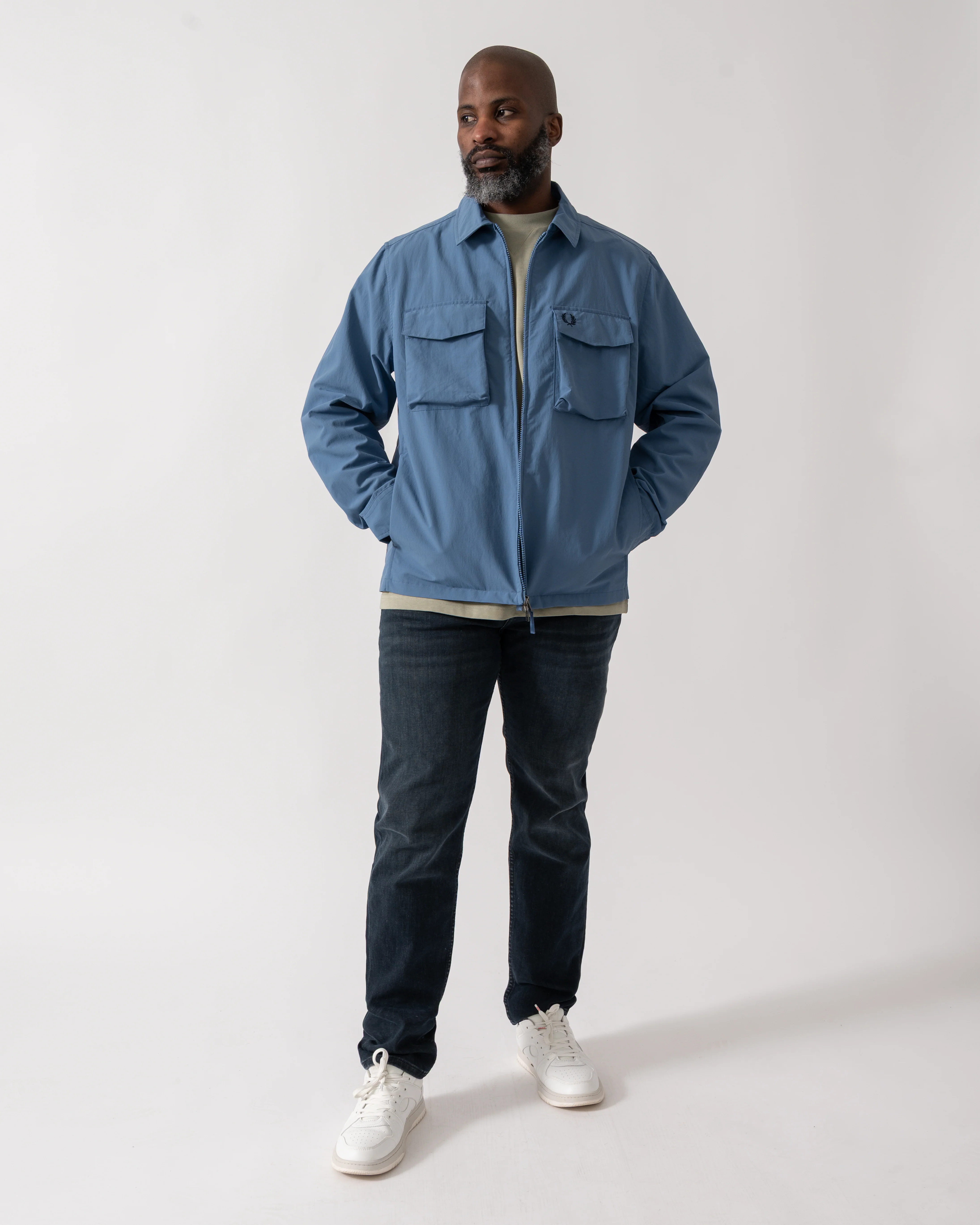 Fred Perry Mens Ripstop Pocket Overshirt - Ace Blue 27A - Image 2