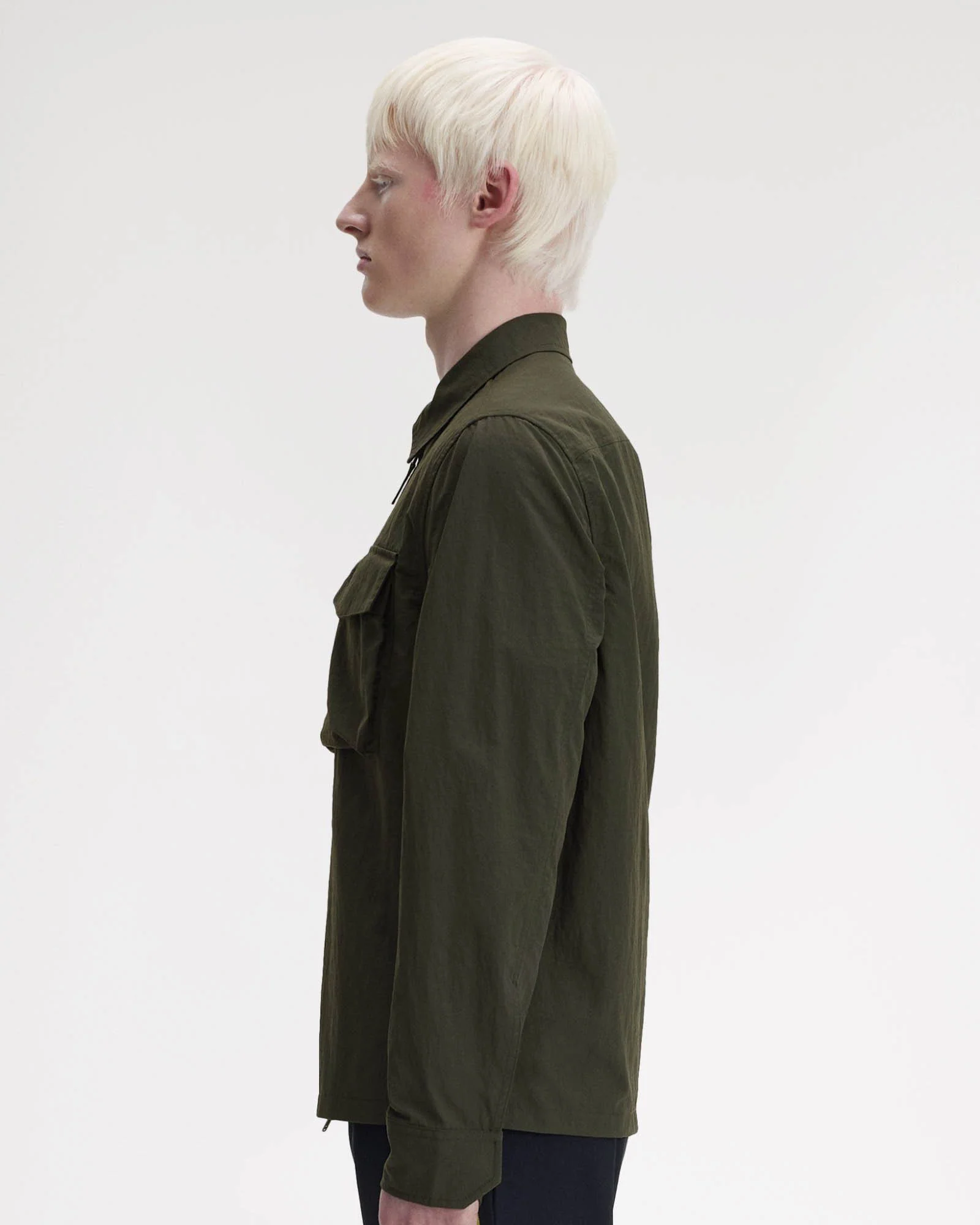 Fred Perry Mens Ripstop Pocket Overshirt - Hunting Green 408 - Image 6