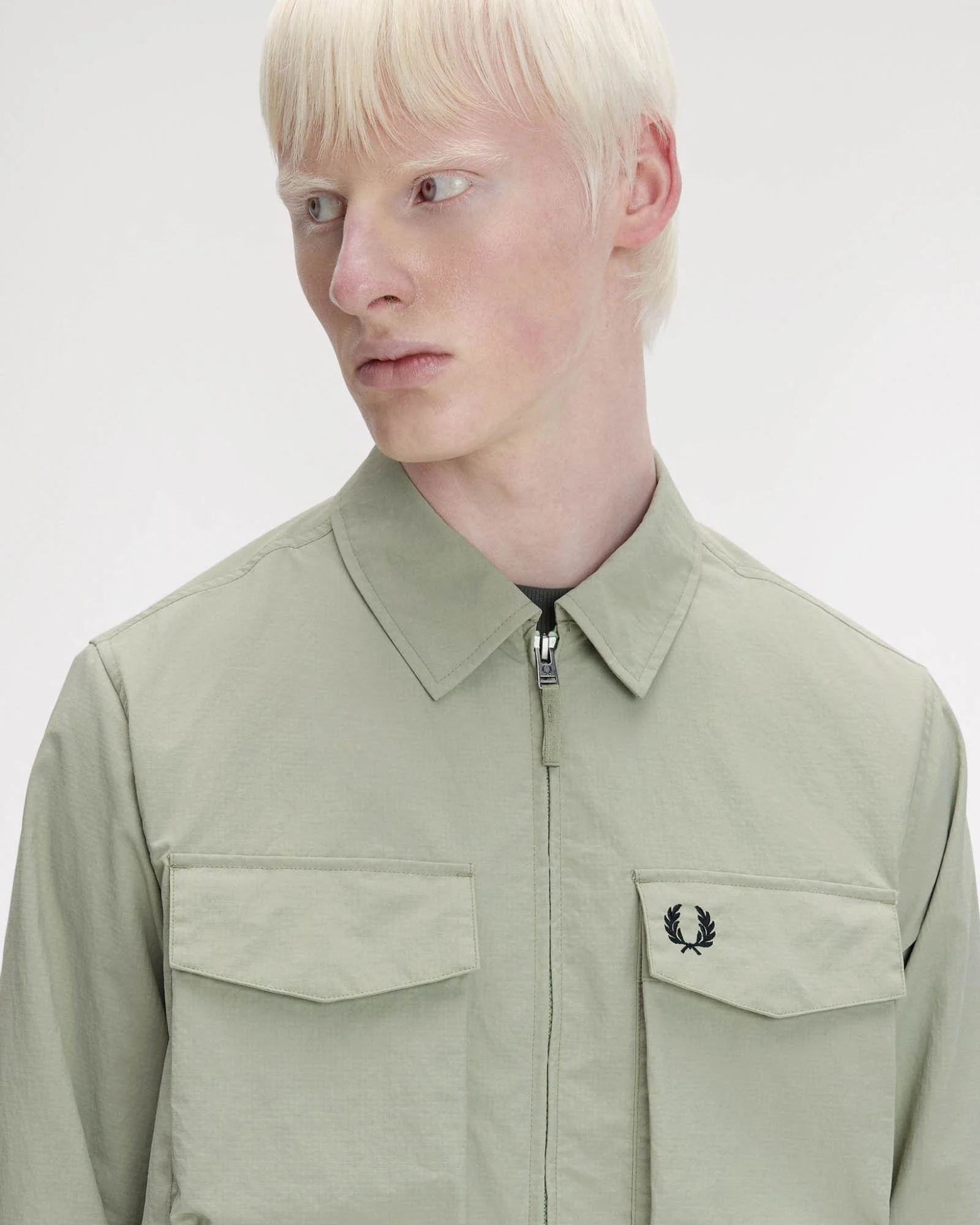 Fred Perry Mens Ripstop Pocket Overshirt - Seagrass M37 - Image 4