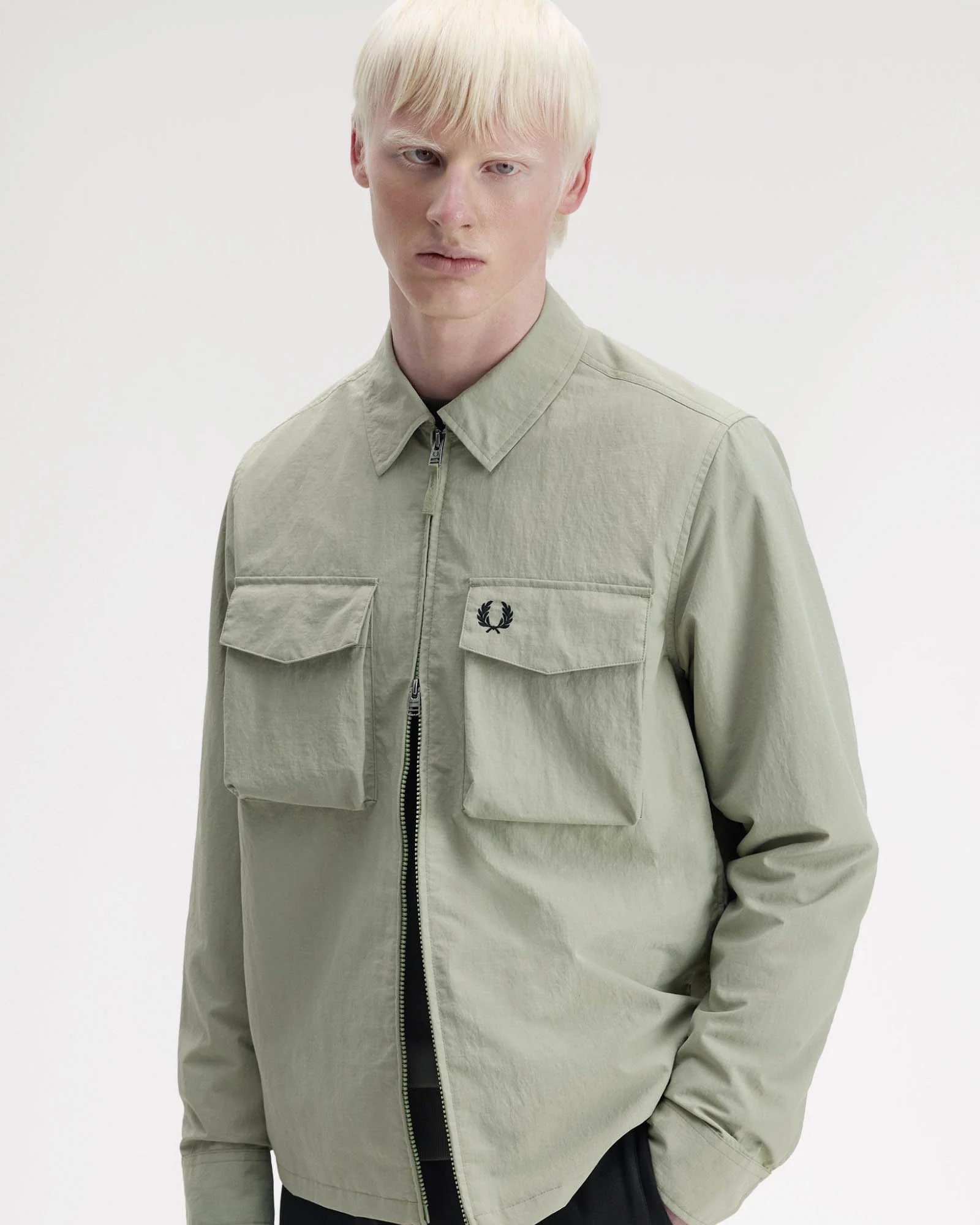 Fred Perry Mens Ripstop Pocket Overshirt - Seagrass M37 - Image 5