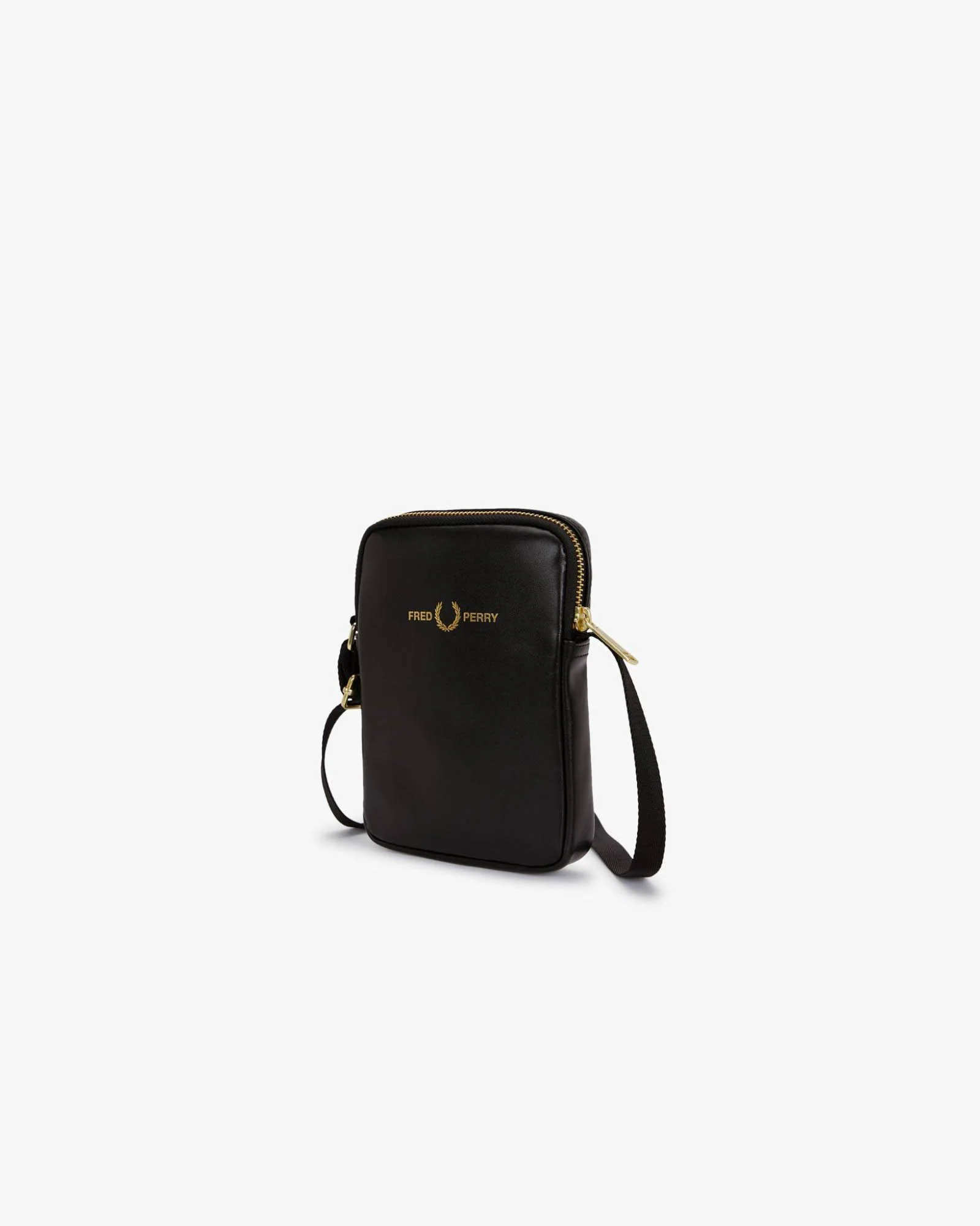 Fred Perry Mens Smooth Leather Small Side Bag - Black 102 - Image 2