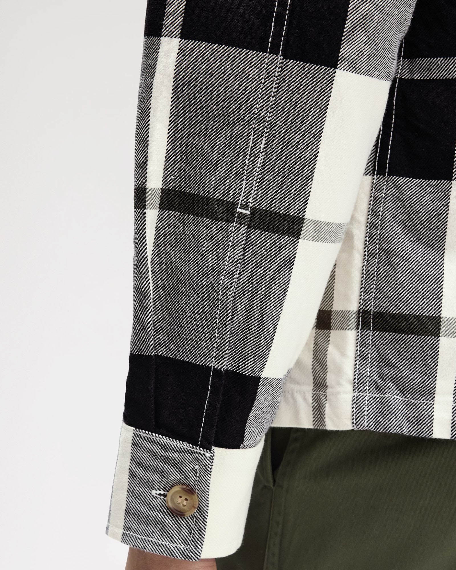 Fred Perry Mens Tartan Twill Overshirt - Ecru 560 - Image 6